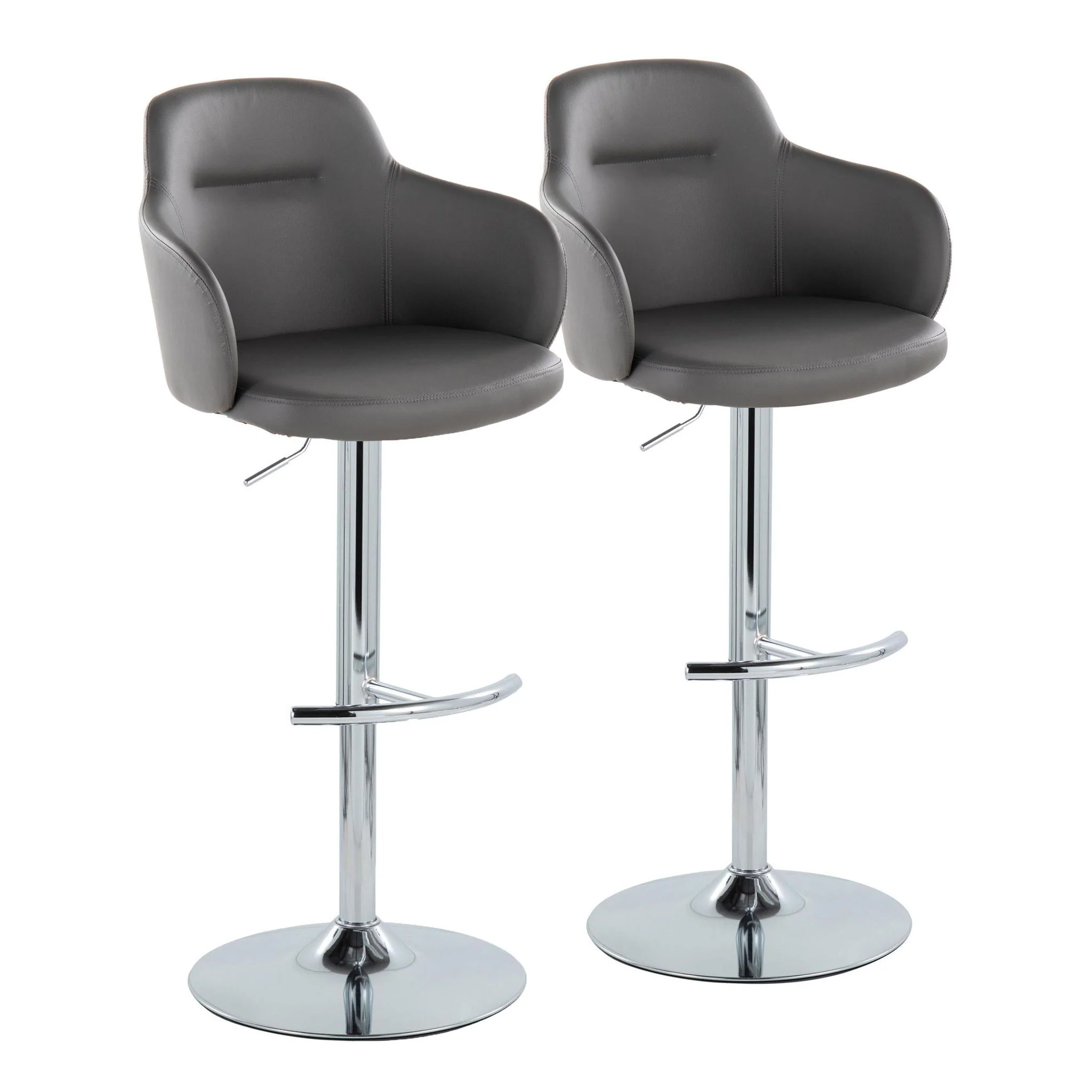 Boyne - Contemporary Adjustable Barstool With Swivel & Rounded T Footrest (Set of 2) - Image 2