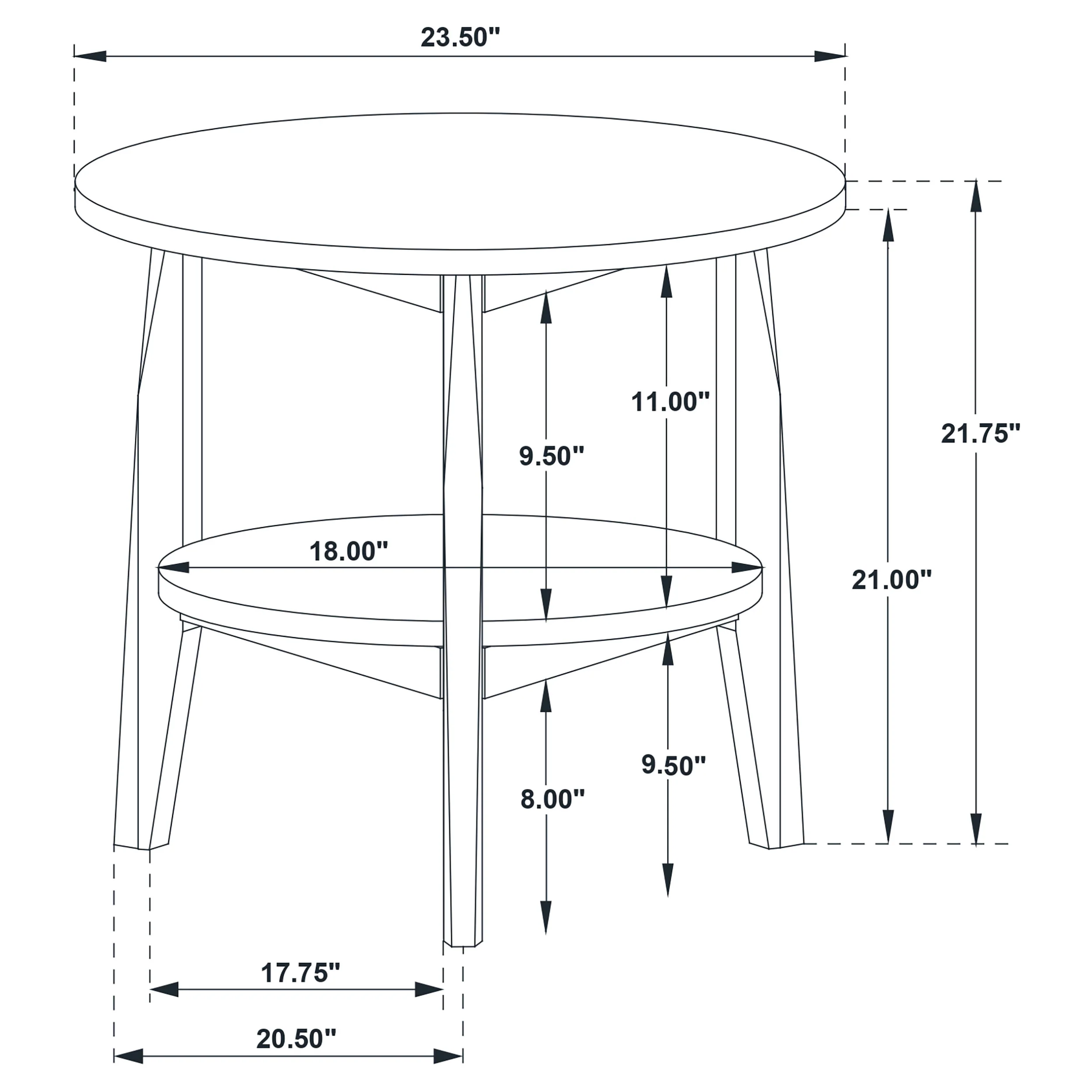 Bradley Round SmartTop End Table, Smokey Grey and Brown - Image 7