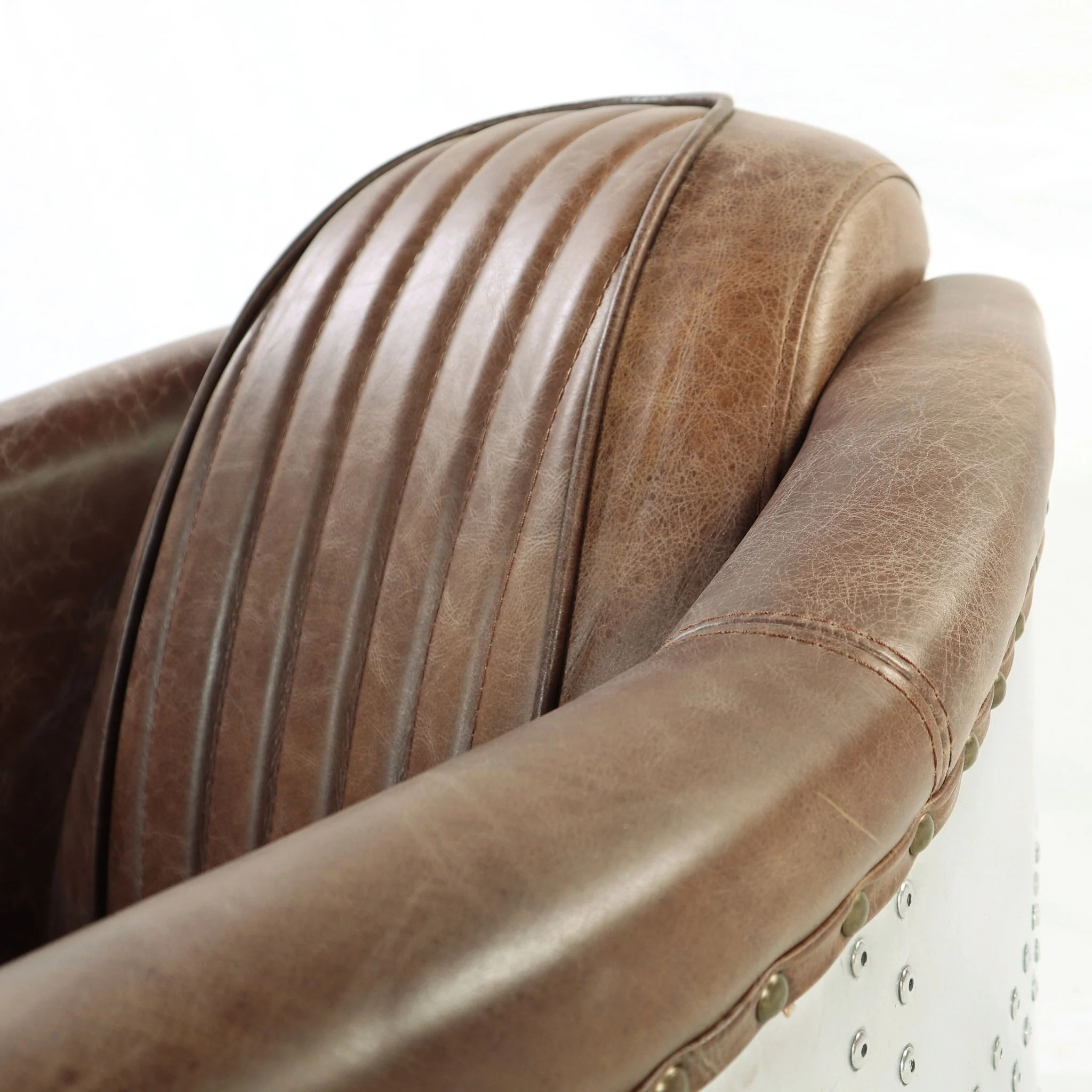 Brancaster - Grain Leather Chair - Brown - Image 5
