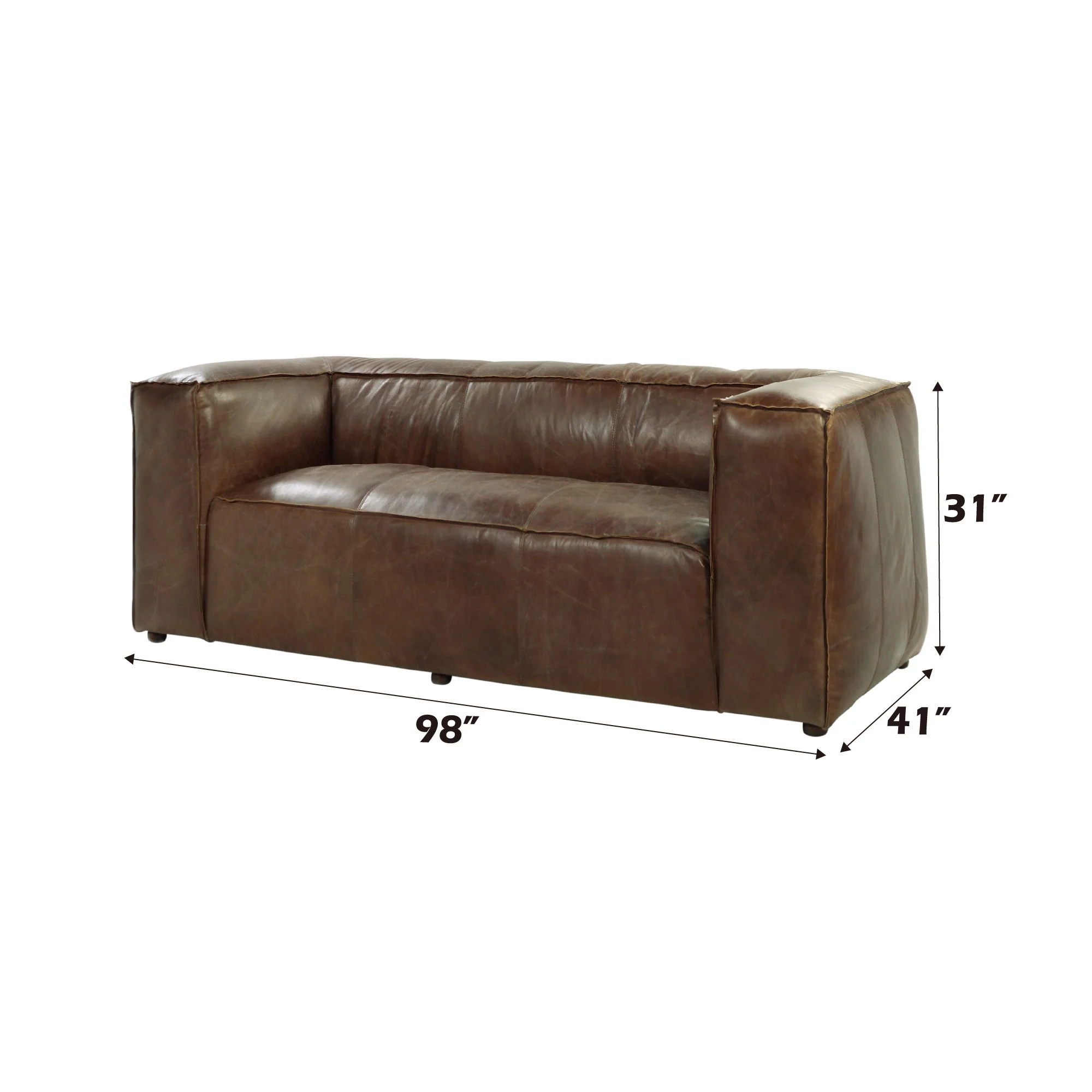 Brancaster - Grain Leather Sofa - Brown - Image 7