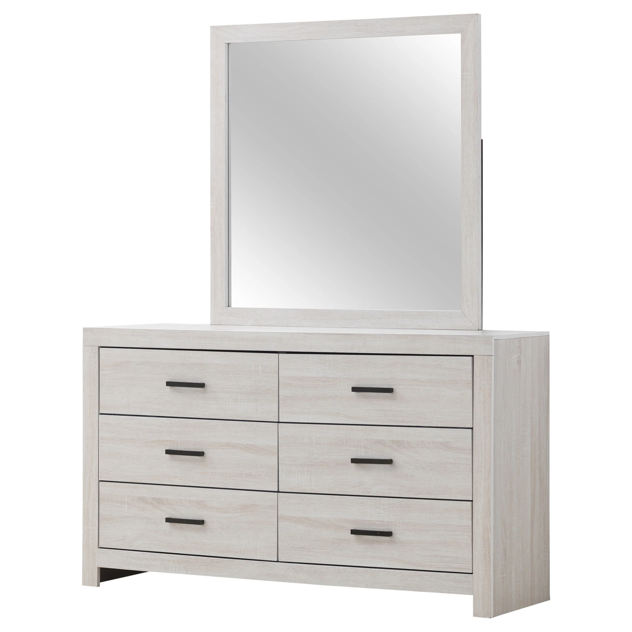 Brantford 6-Drawer Dresser with Mirror Coastal White - Image 3