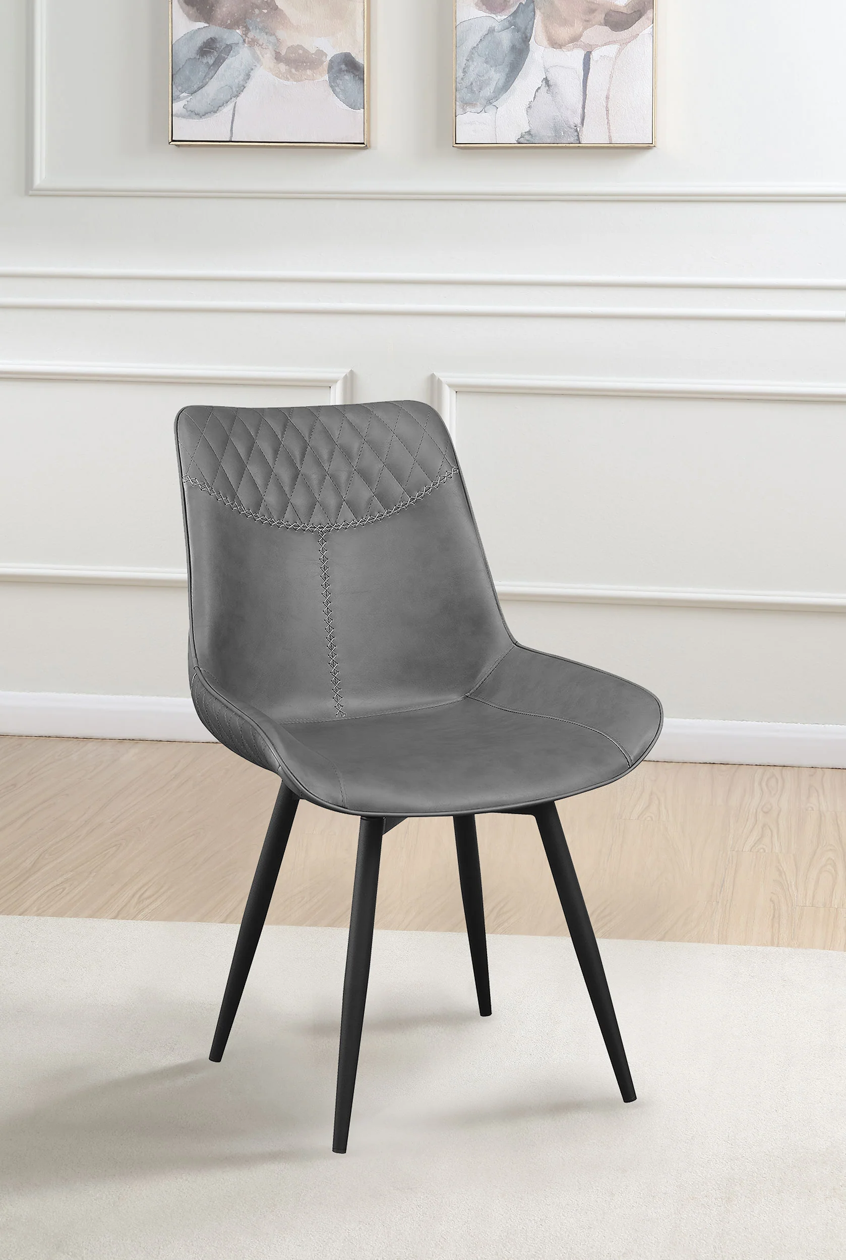 Brassie Upholstered Swivel Dining Chair Grey Set of 2 - Image 3