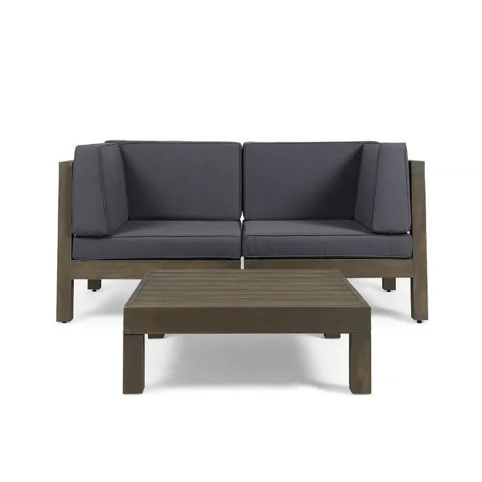 Brava - X Back 2 Seater Sectional Loveseat With Coffee Table - Image 15
