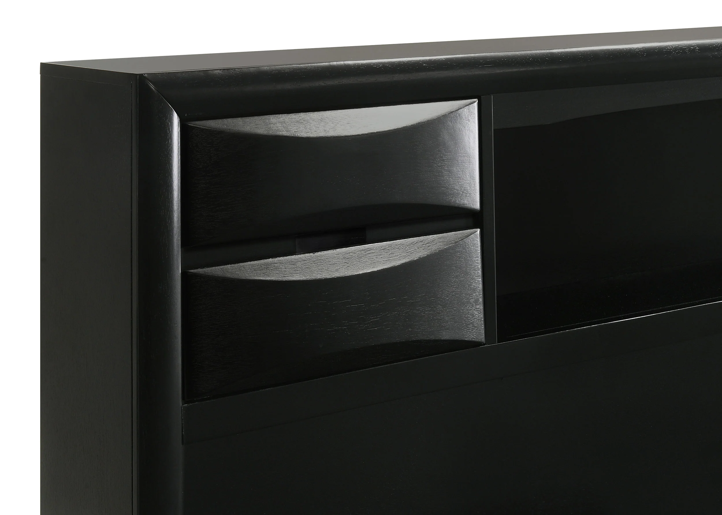 Briana Wood California King Storage Bookcase Bed Black - Image 7