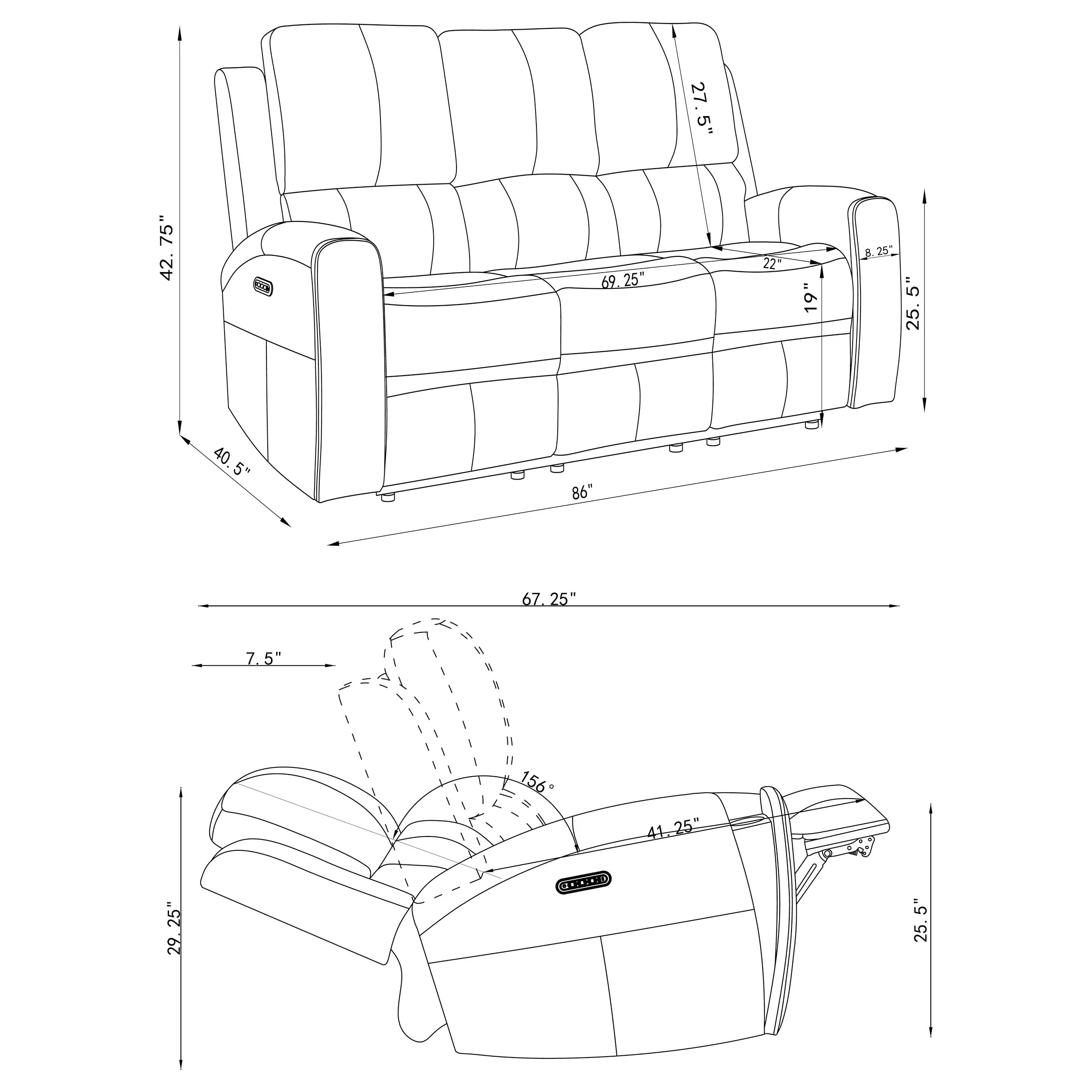 Brickston 2-Piece Triple Power Reclining Sofa Set Grey - Image 11
