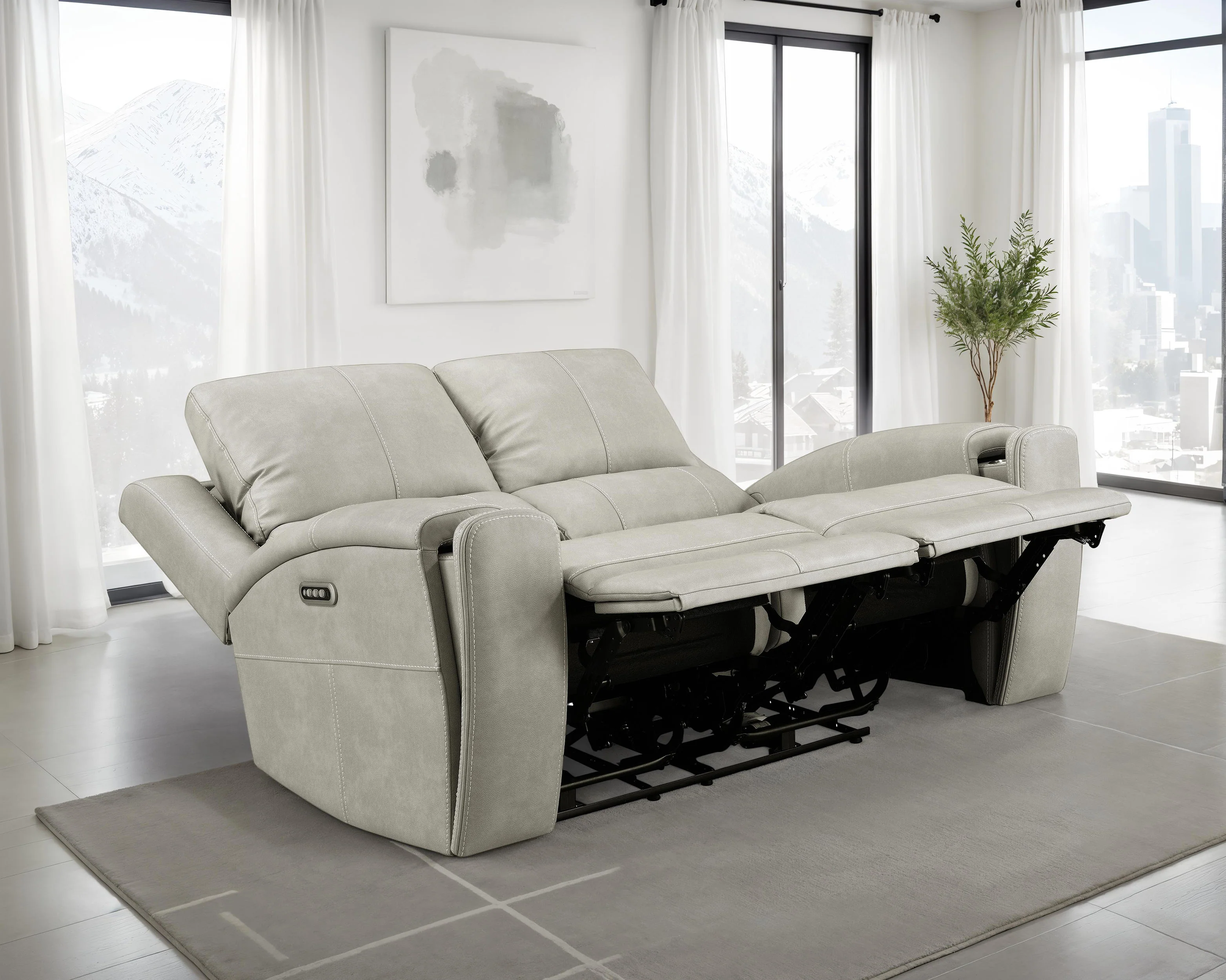 Brickston Triple Power Reclining Loveseat Grey - Image 2