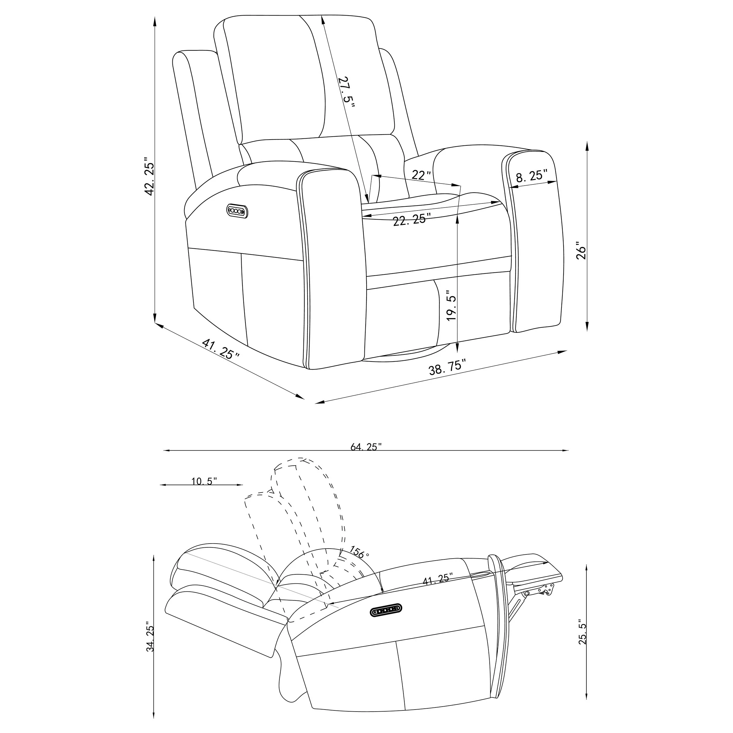 Brickston Triple Power Swivel Glider Recliner in Grey - Image 11