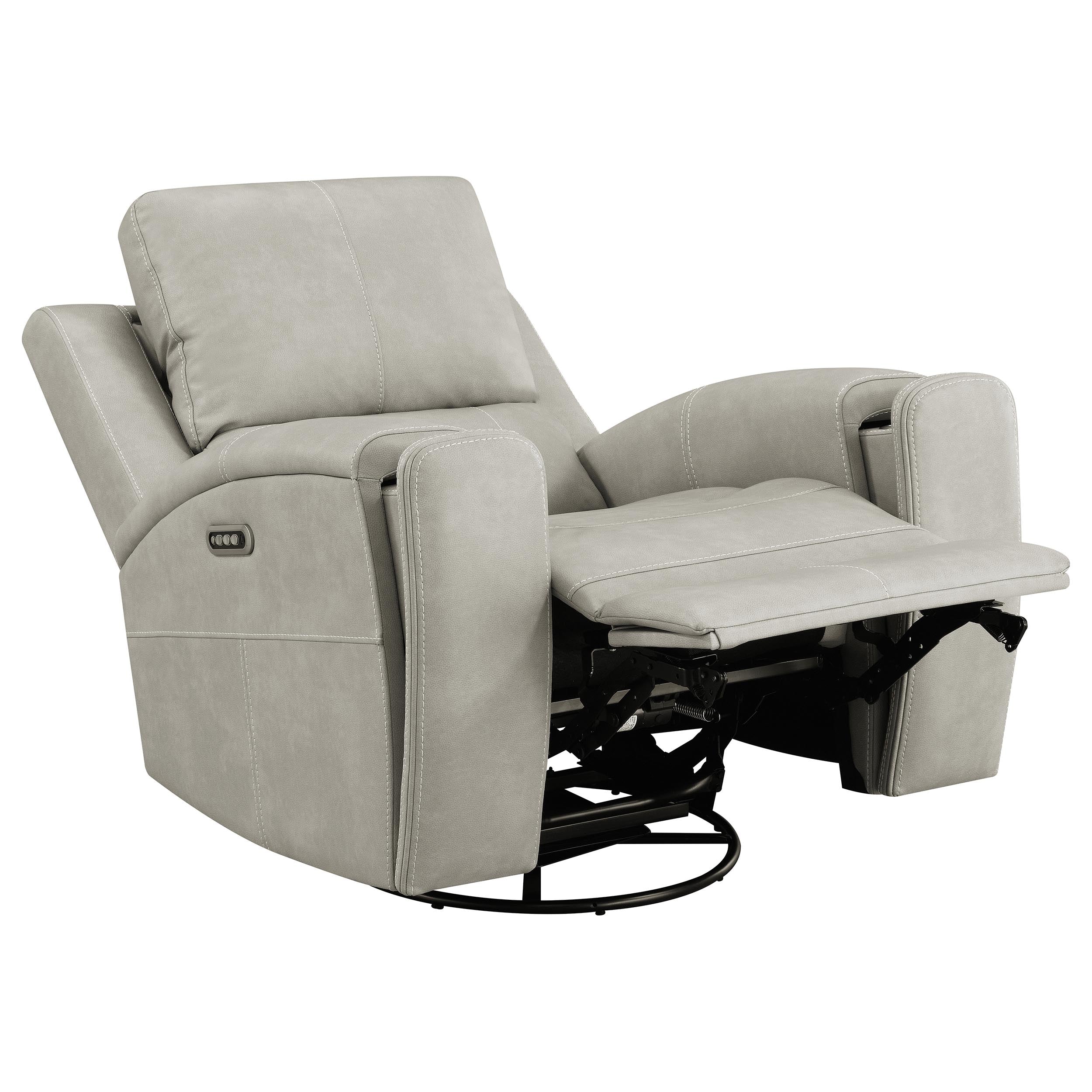 Brickston Triple Power Swivel Glider Recliner in Grey - Image 2