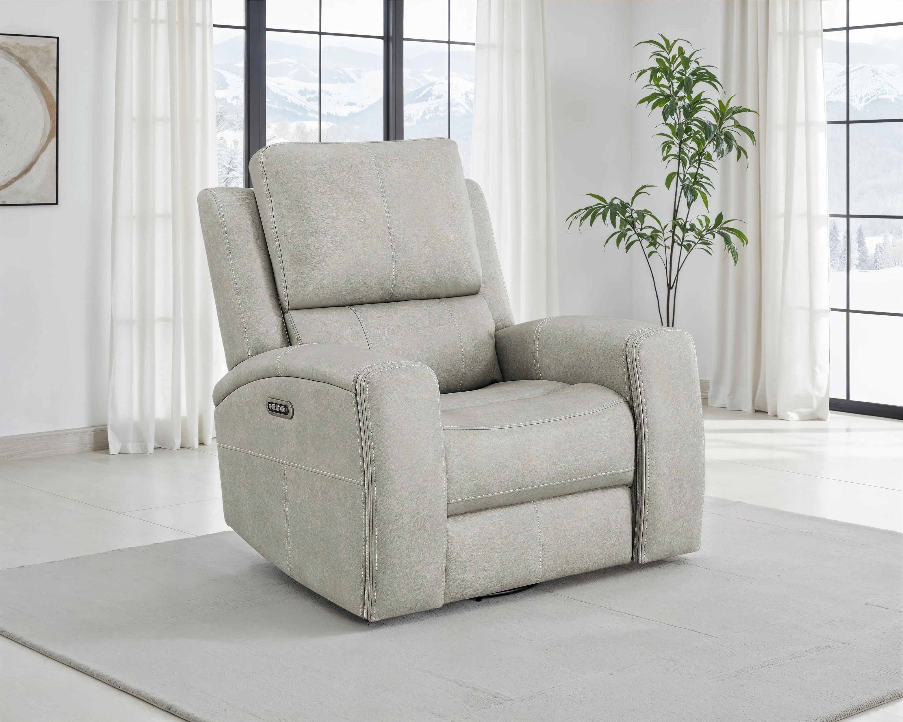 Brickston Triple Power Swivel Glider Recliner in Grey - Image 5