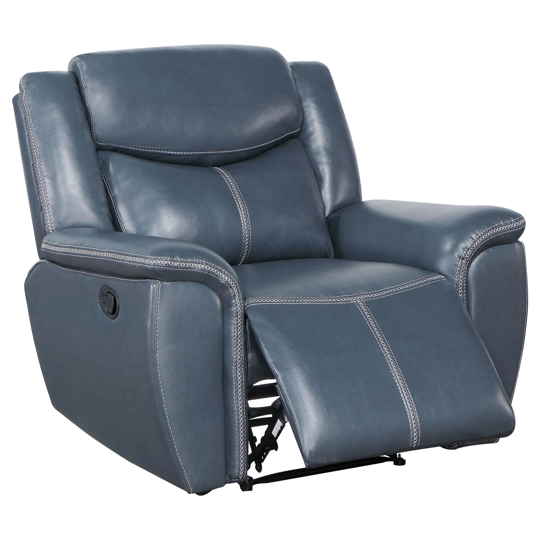 Brier - Upholstered Padded Arm Recliner Chair With Manual Recline And Pillowtop Arms - Blue - Image 5