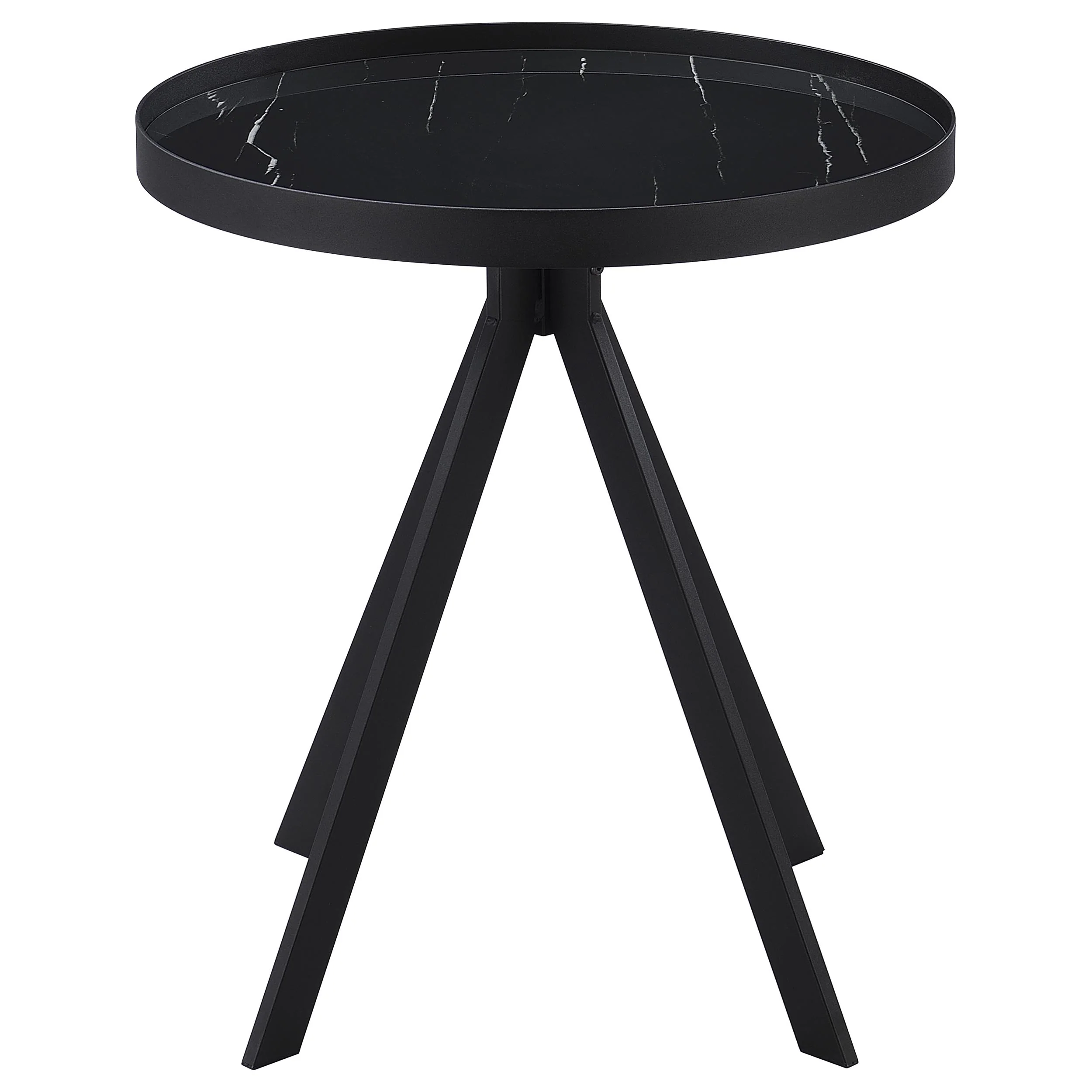 Briggs Round Marble Printed Glass Top End Table Black - Image 6