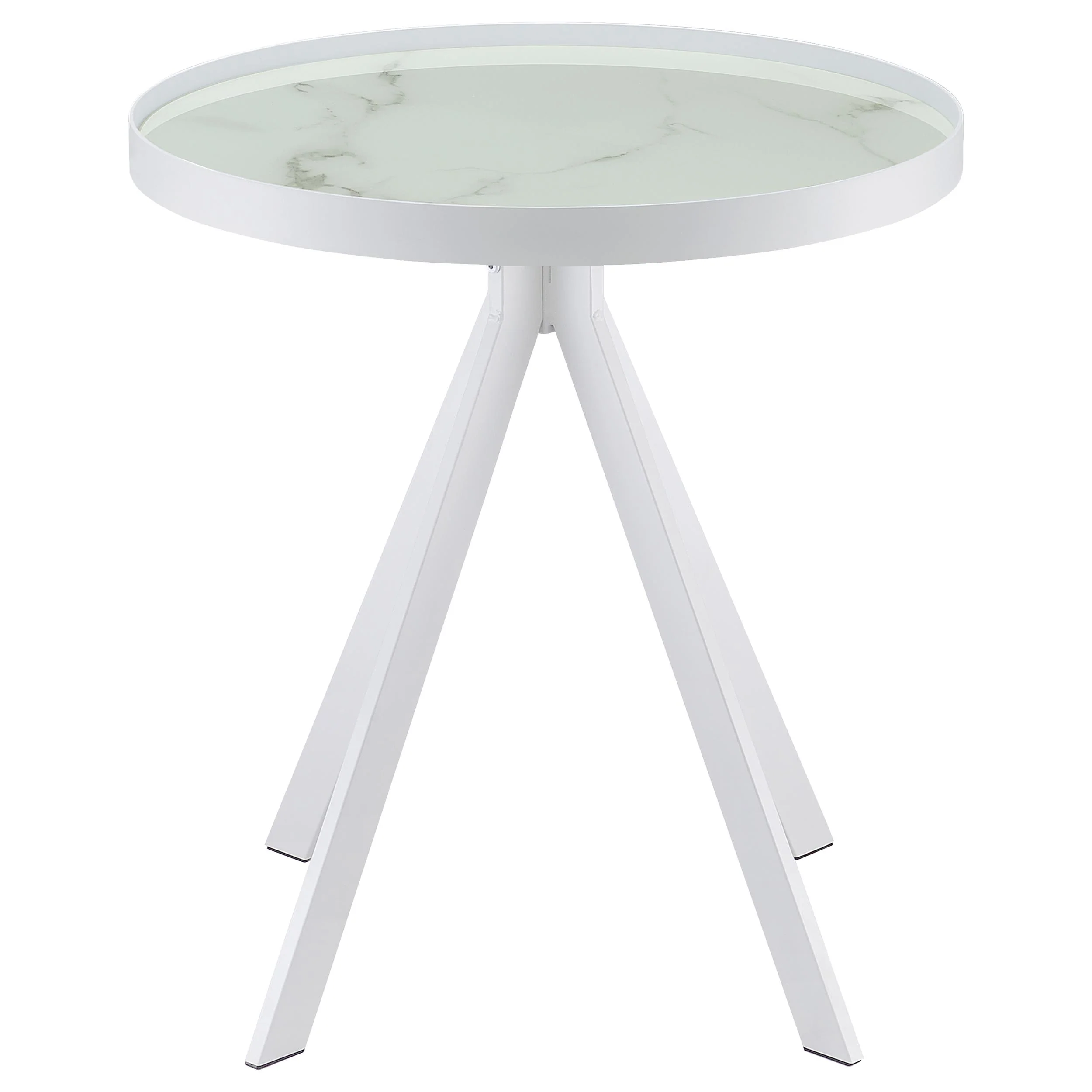 Briggs Round Marble Printed Glass Top End Table White - Image 3