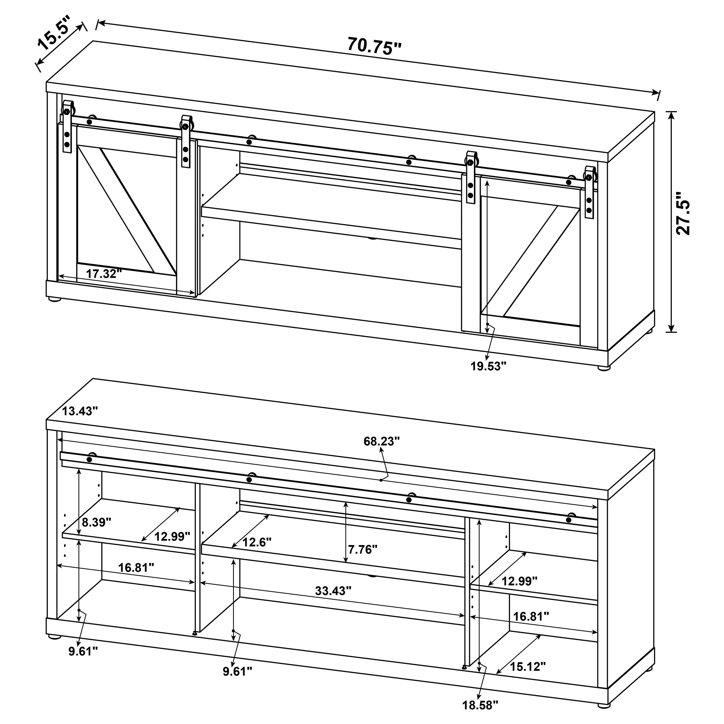 Brockton 2-Door TV Stand - Grey Driftwood, 71 Inch - Image 2