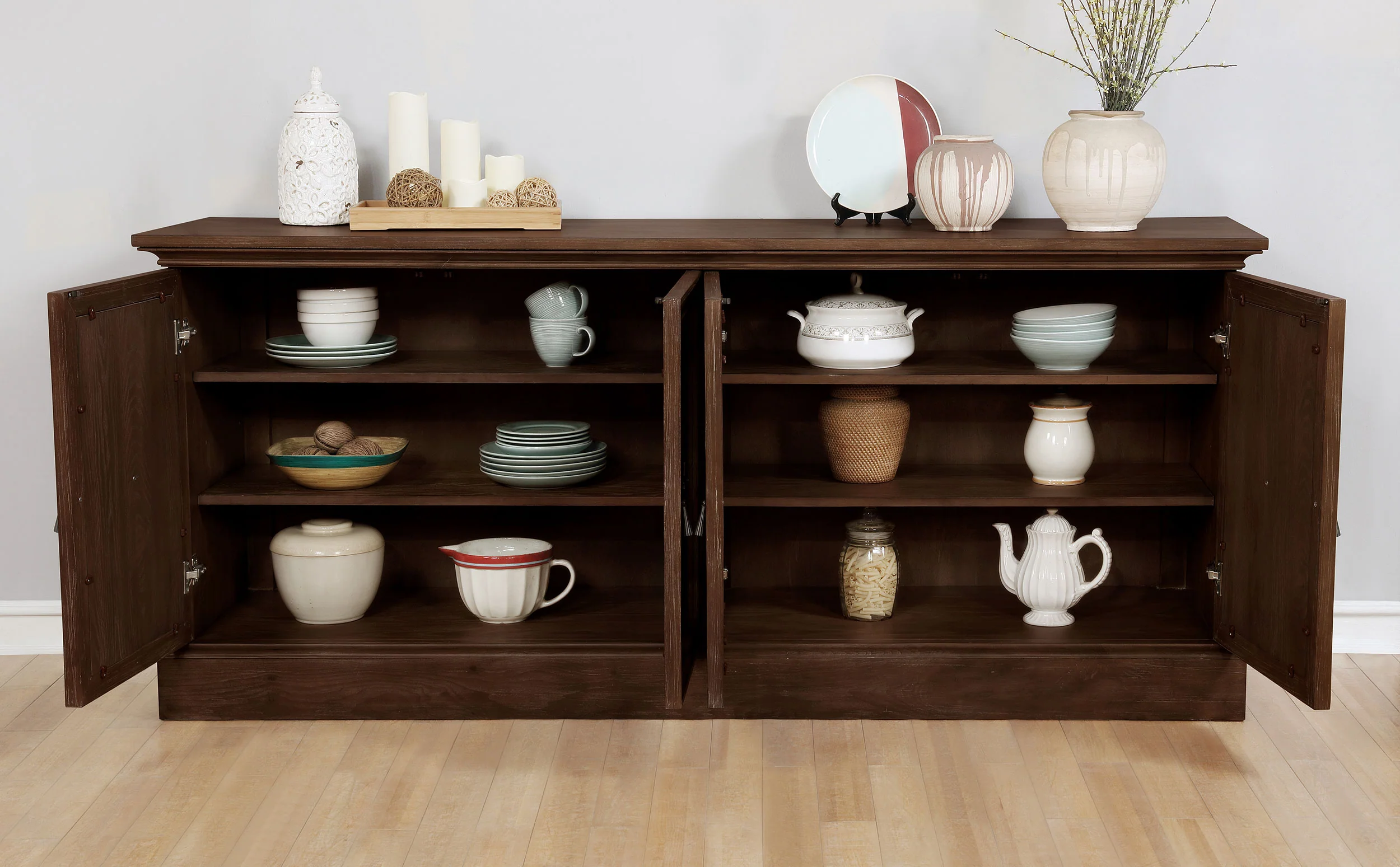 Brockway 4-Door Dining Sideboard Buffet Cabinet Antique Java - Image 4