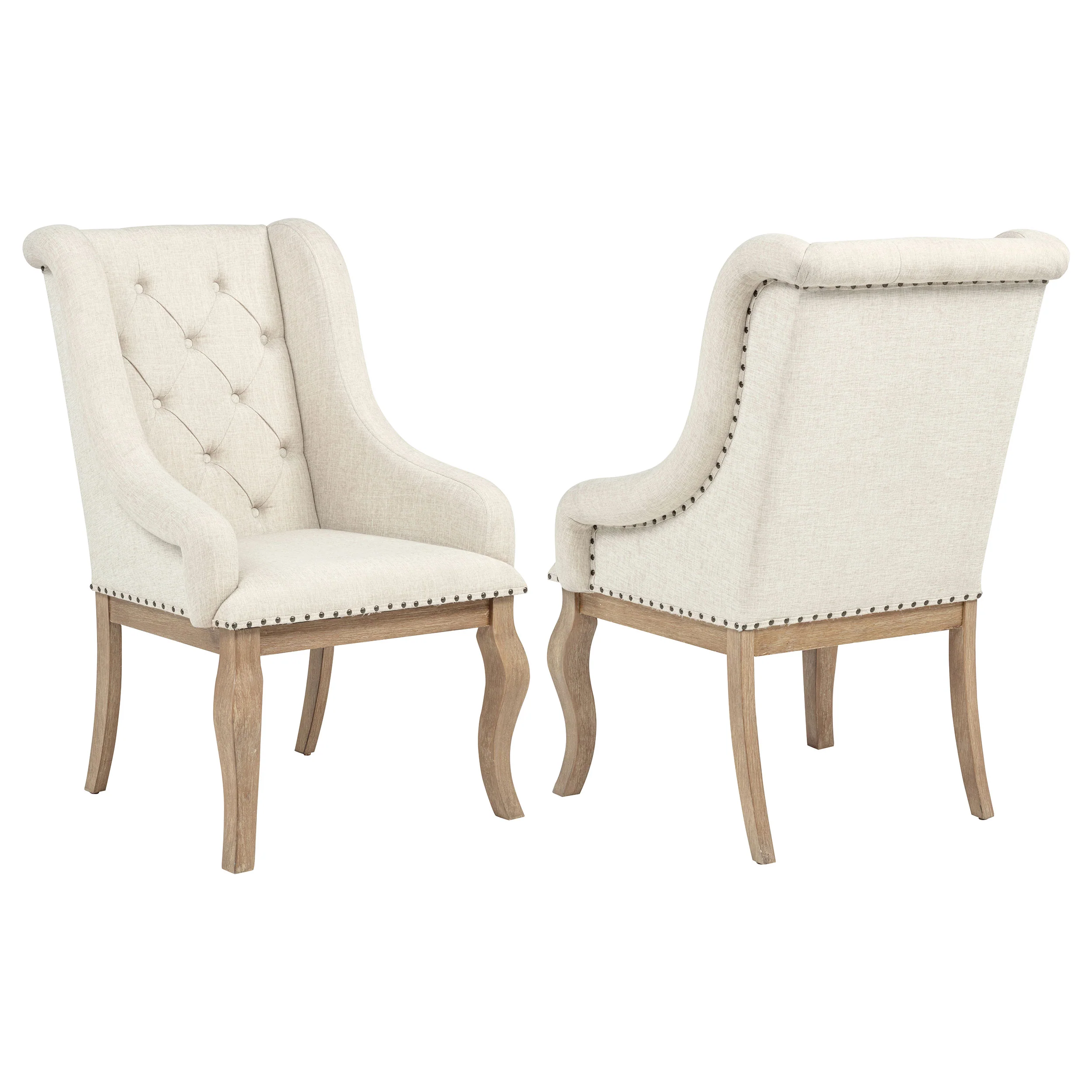 Brockway Upholstered Arm Chair Barley Brown, Set of 2