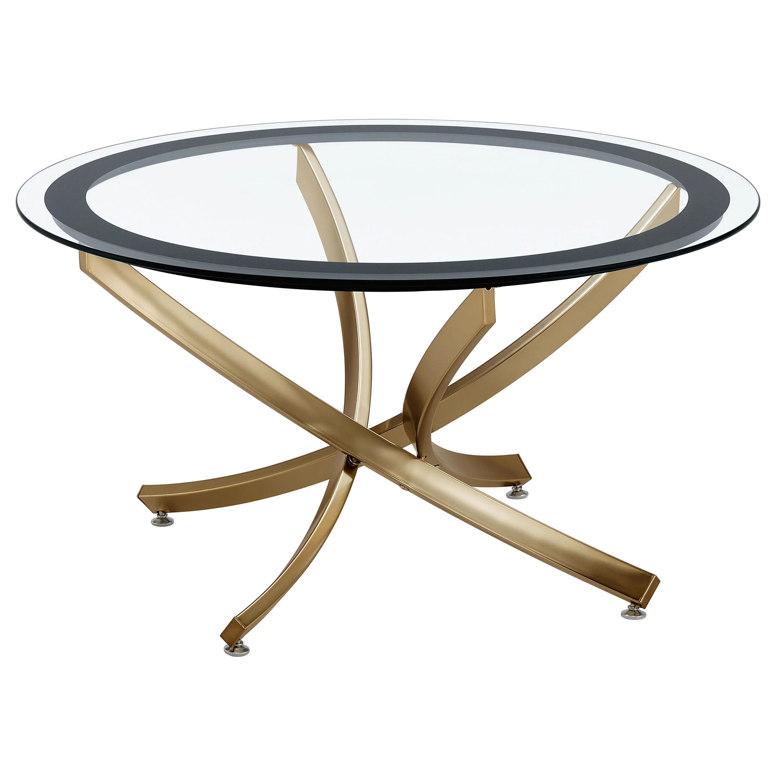 Brooke 2-Piece Round Coffee and End Table Set Rose Brass - Image 5
