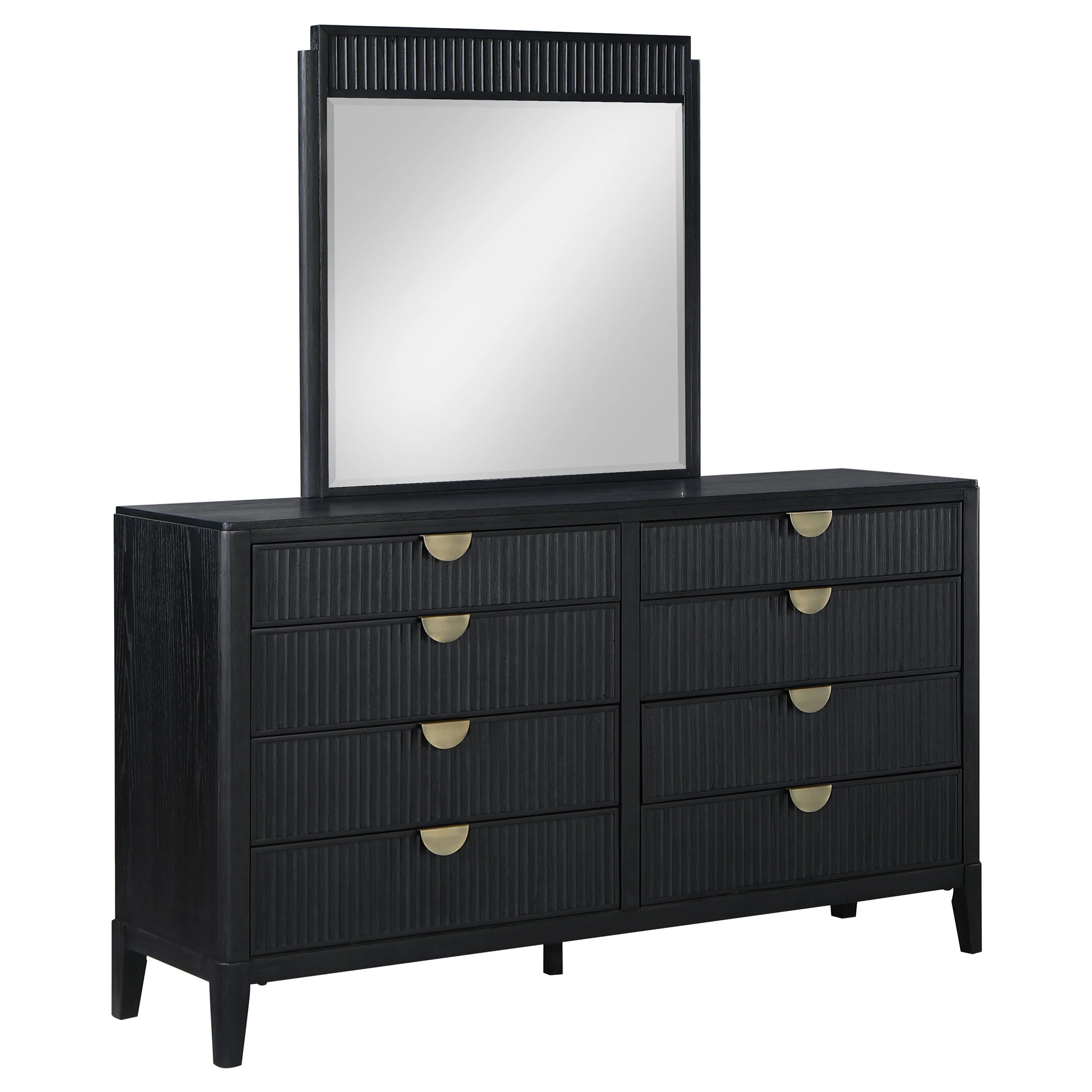 Brookmead 8-Drawer Dresser with Mirror in Black
