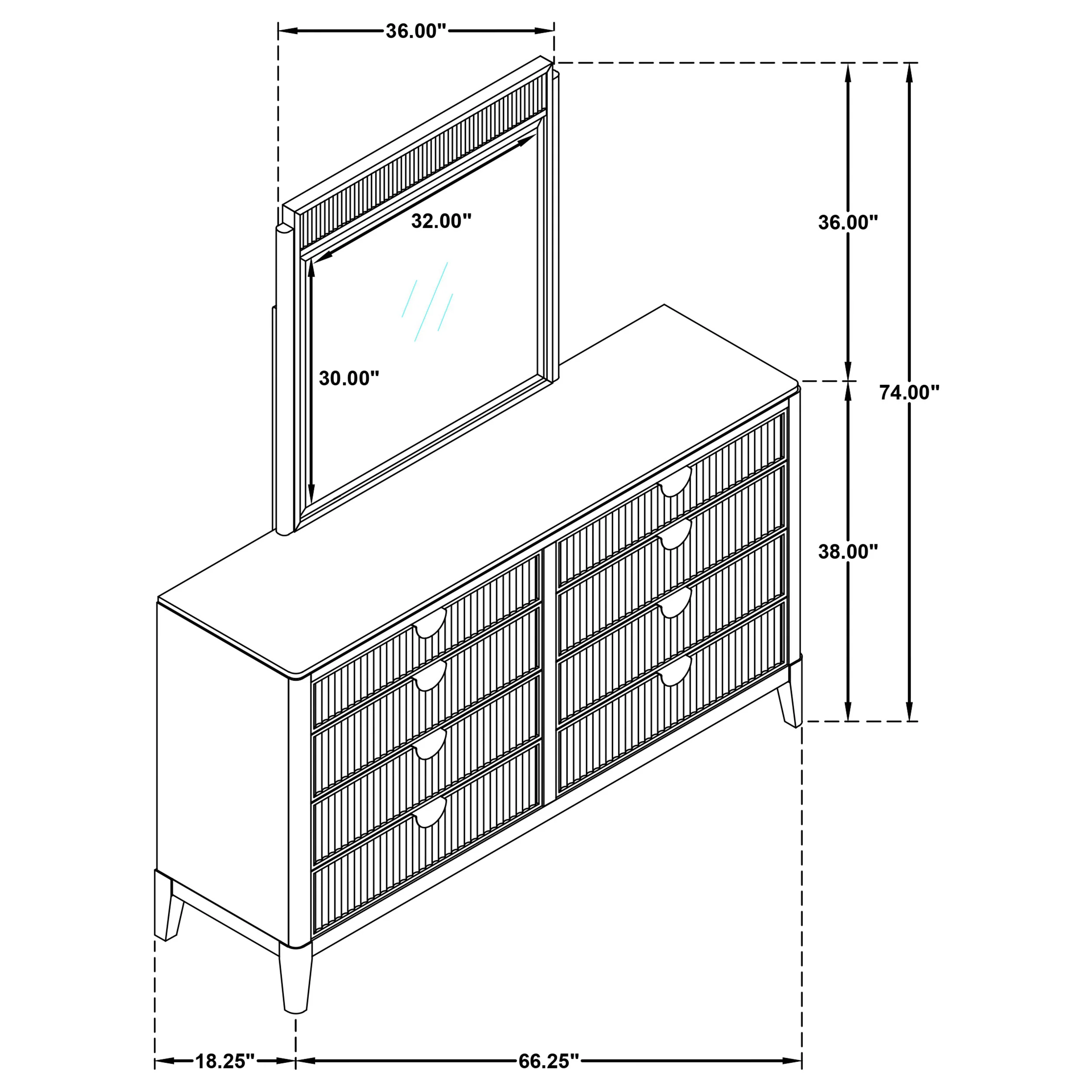 Brookmead 8-Drawer Dresser with Mirror in Black - Image 11