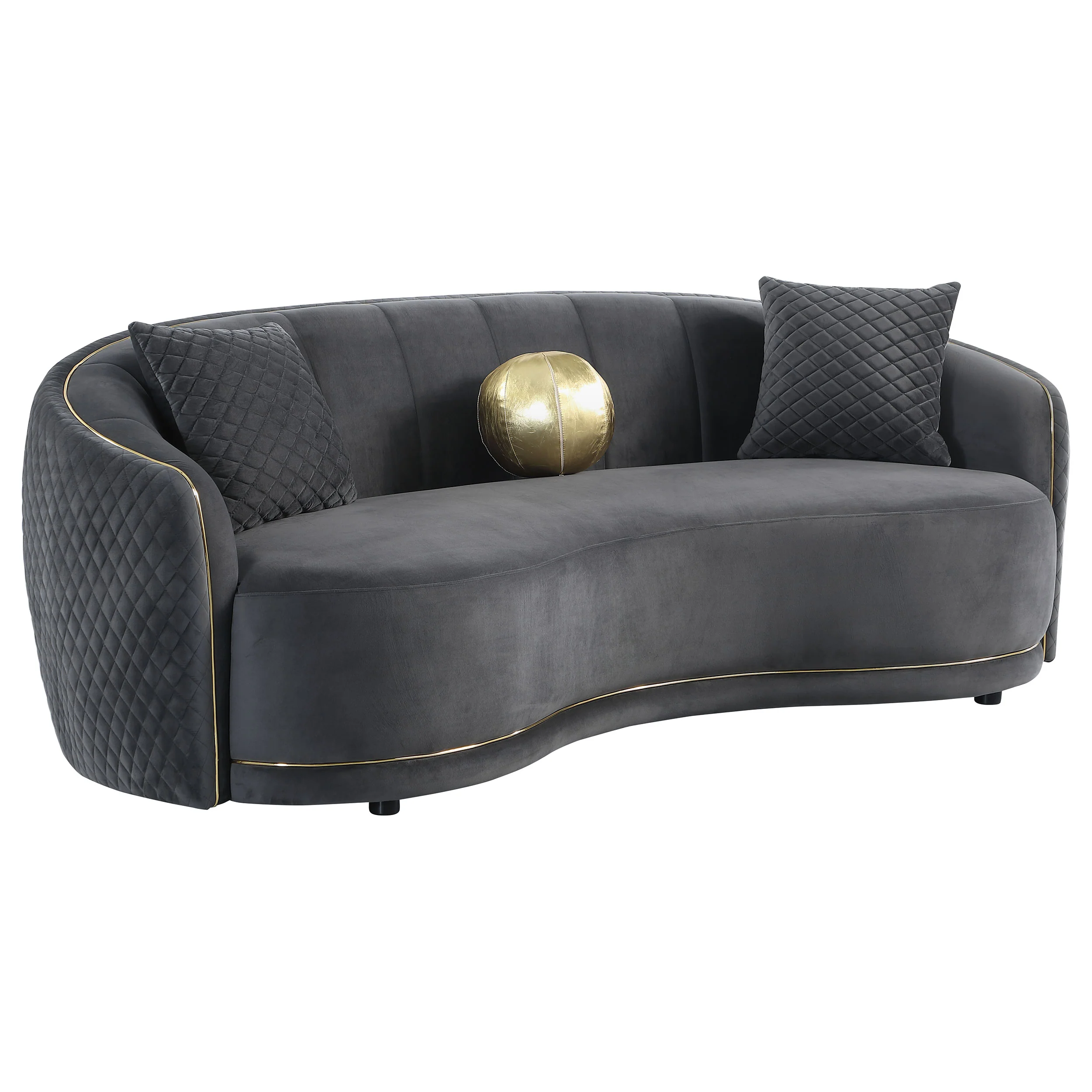 Brookside 2-Piece Velvet Sofa Set in Dark Grey - Image 2
