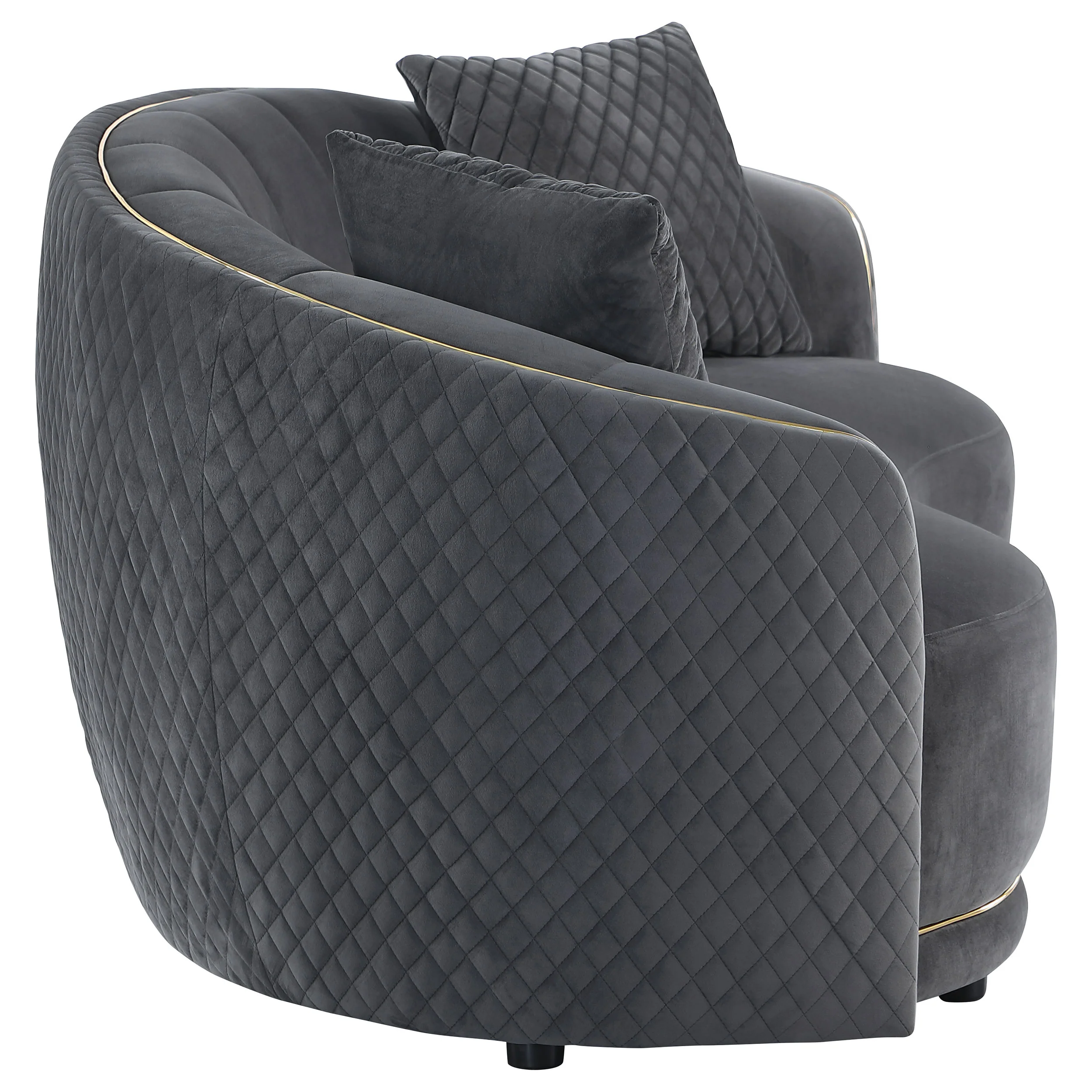 Brookside 2-Piece Velvet Sofa Set in Dark Grey - Image 9