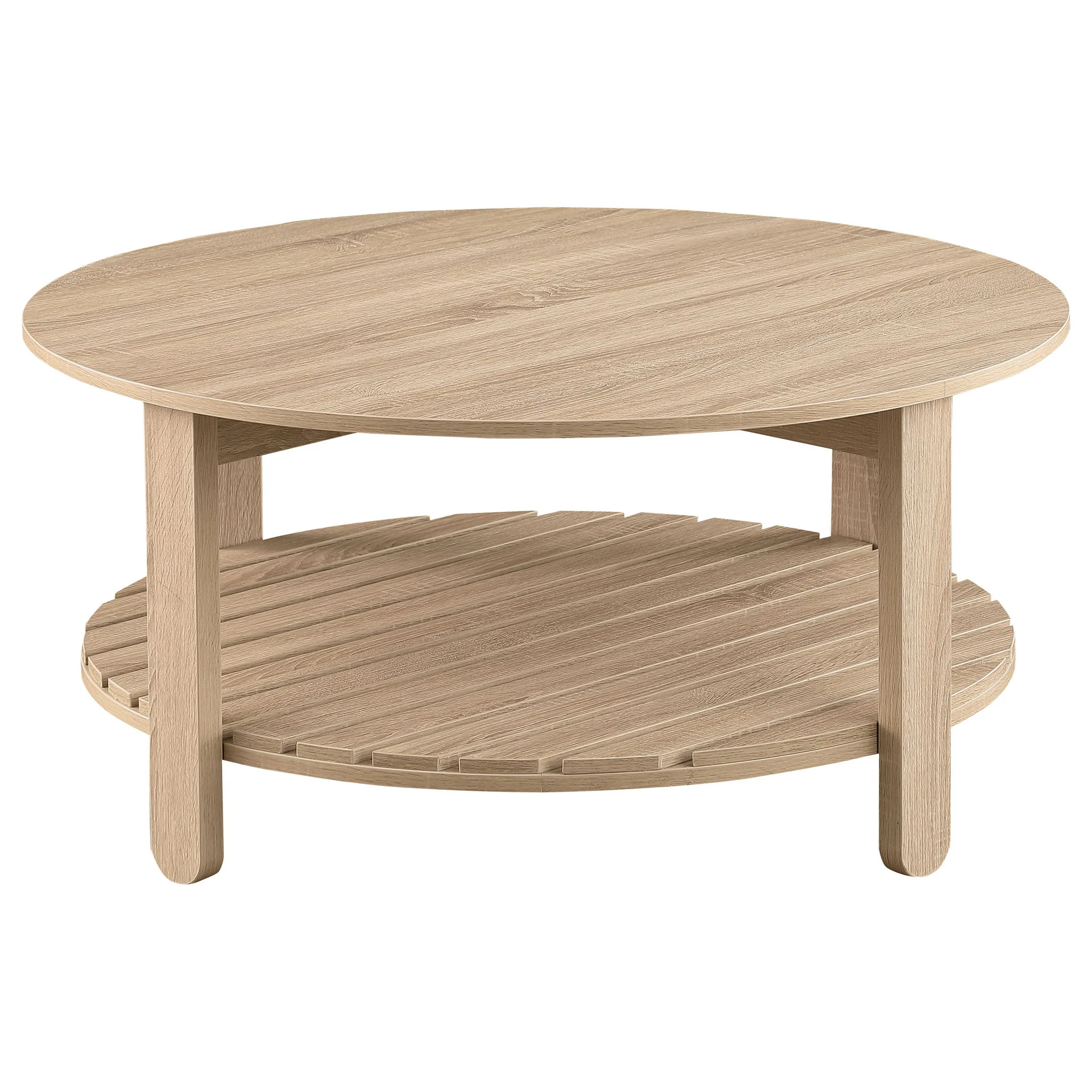 Brookson - Round 2 Piece Coffee And End Table Set - Natural - Image 3