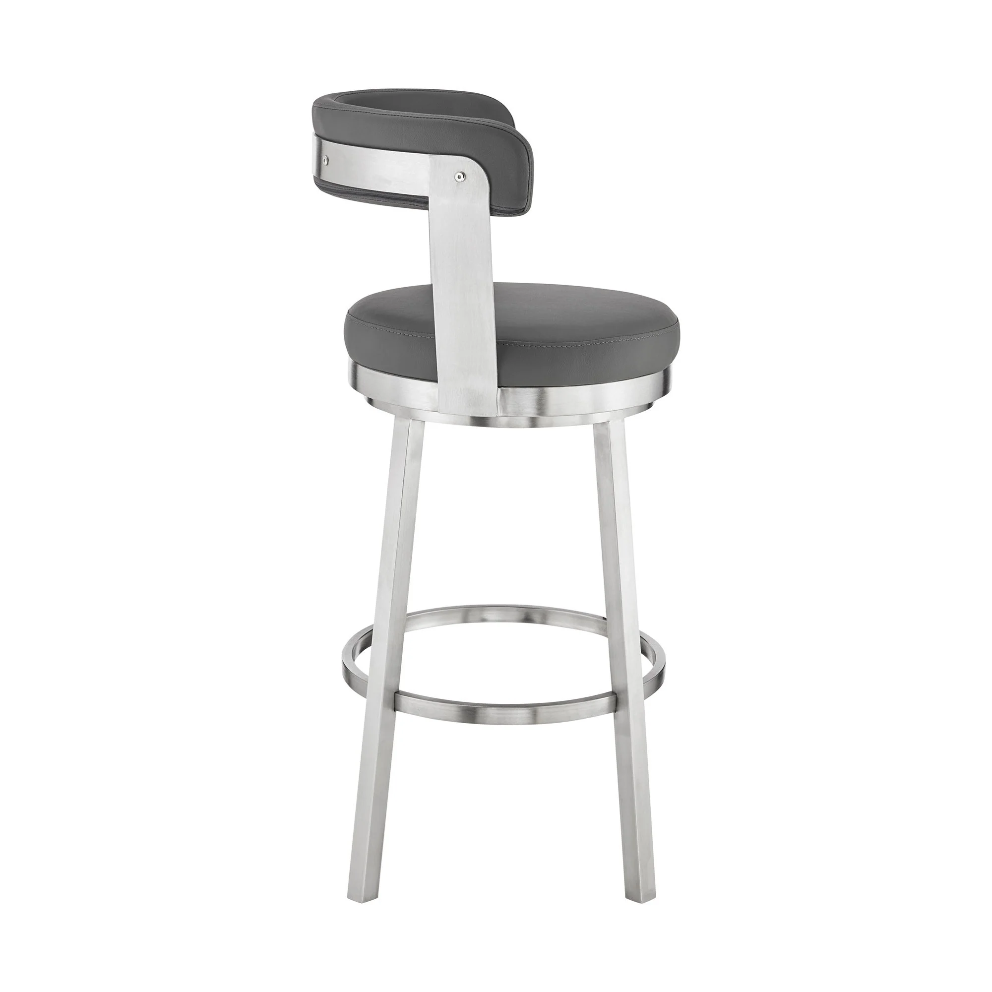 Bryant - 26" Counter Height Swivel Bar Stool - Stainless Steel Finish And Gray Faux Leather - Image 9