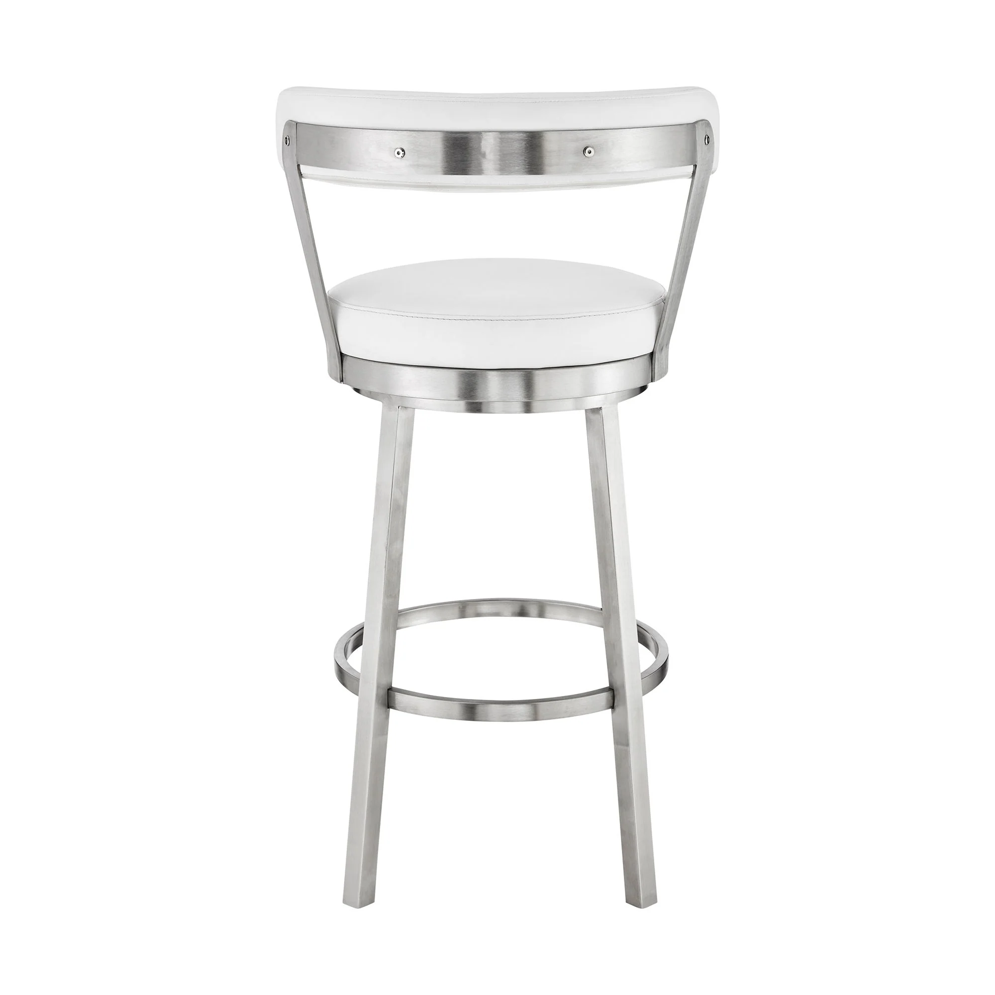 Bryant - 26" Counter Height Swivel Bar Stool - Stainless Steel Finish And White Faux Leather - Image 2