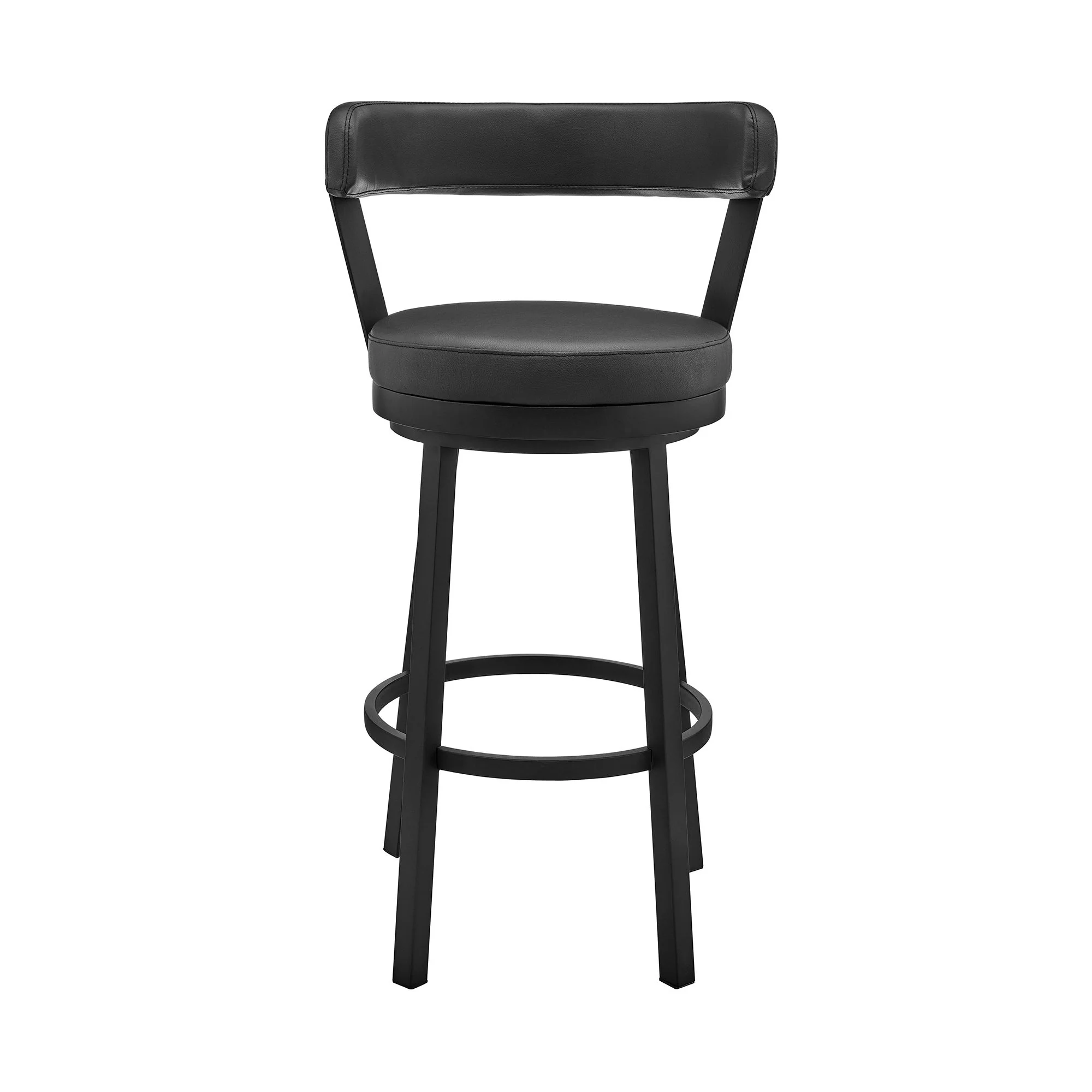Bryant - 30" Bar Height Swivel Bar Stool - Black Finish And Black Faux Leather - Image 2