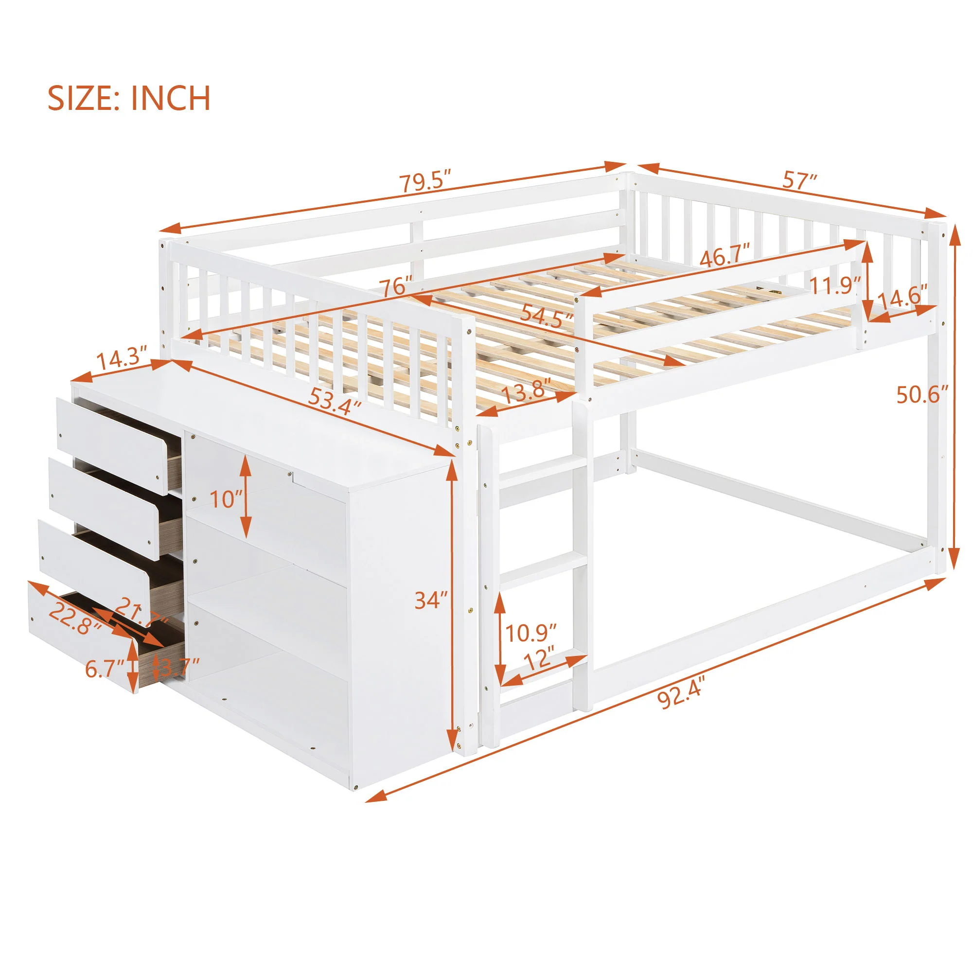 Bunk Bed With 4 Drawers And 3 Shelves - Image 53