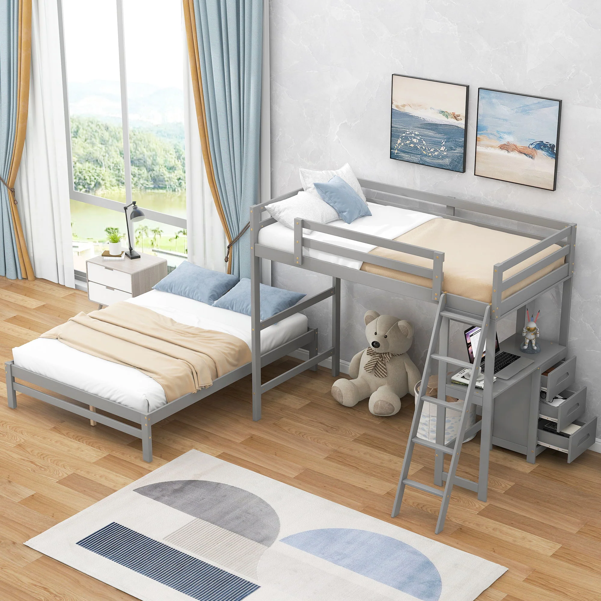 Bunk Bed With Built In Desk And 3 Drawers - Image 11