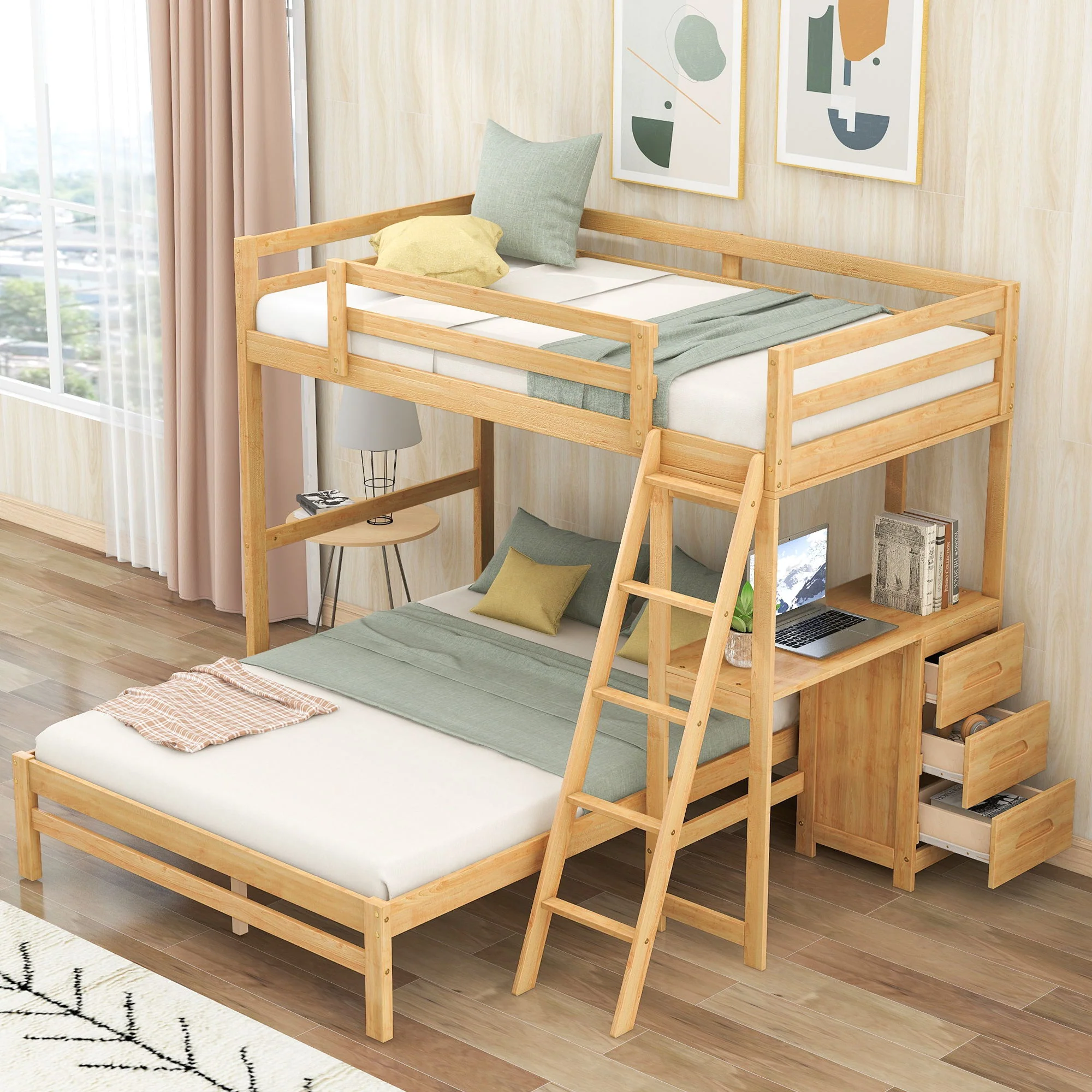 Bunk Bed With Built In Desk And 3 Drawers - Image 5