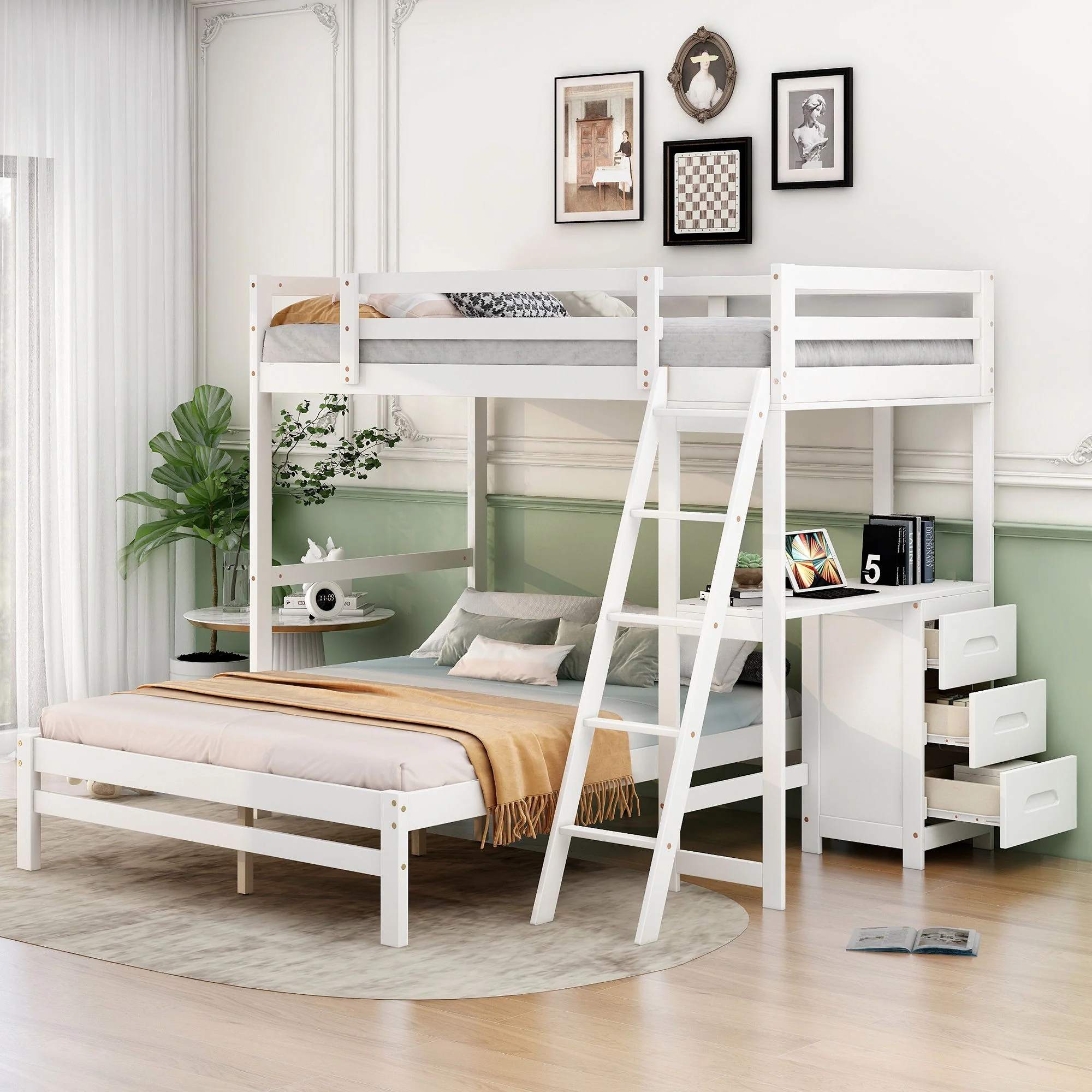 Bunk Bed With Built In Desk And 3 Drawers - Image 8