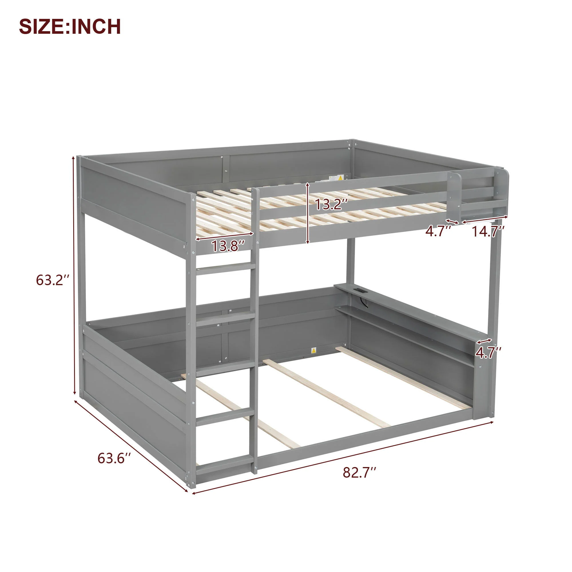 Bunk Bed With Built In Shelves, Storage Box, LED Light And USB Charging Station - Image 14