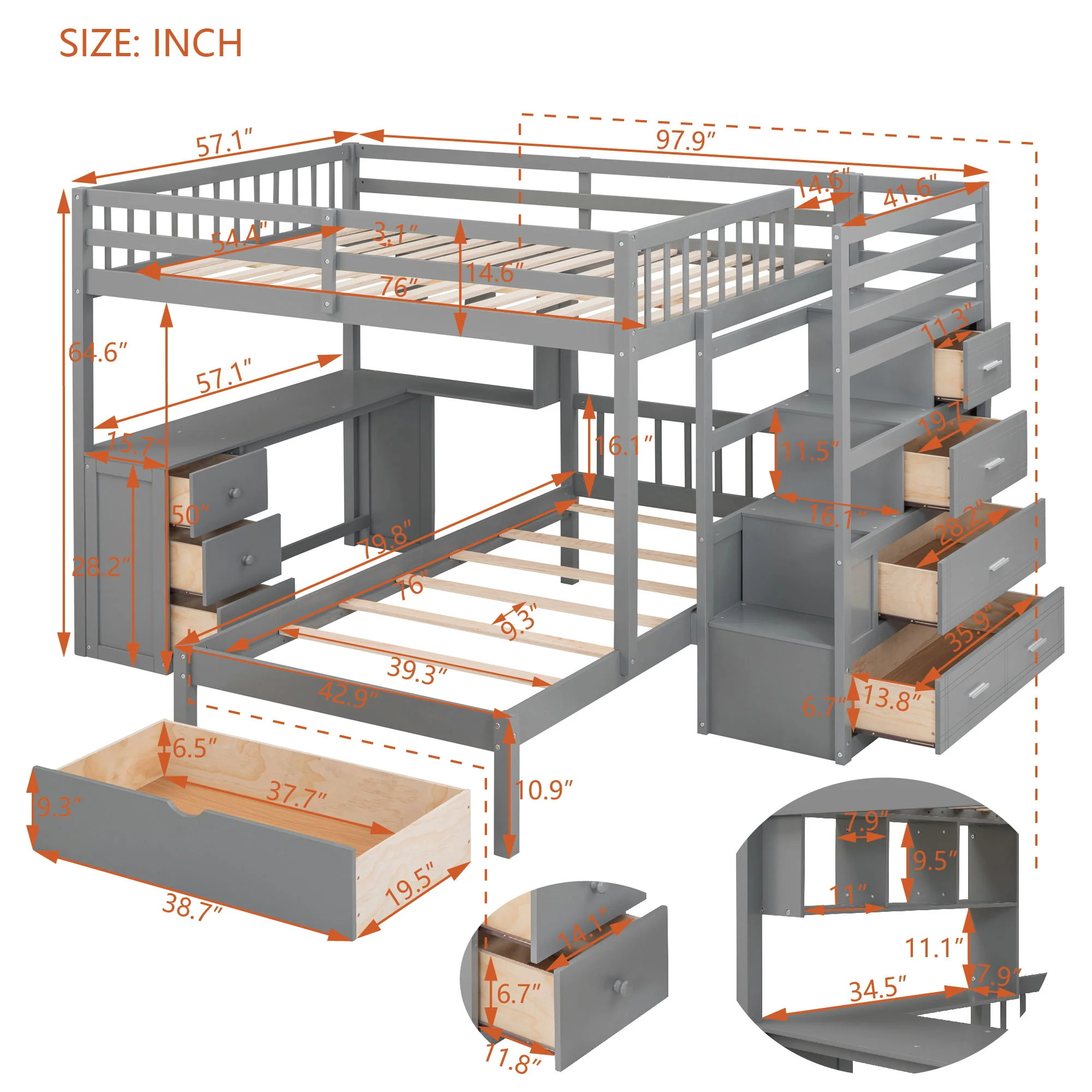 Bunk Bed With Desk, Drawers And Shelves - Image 7