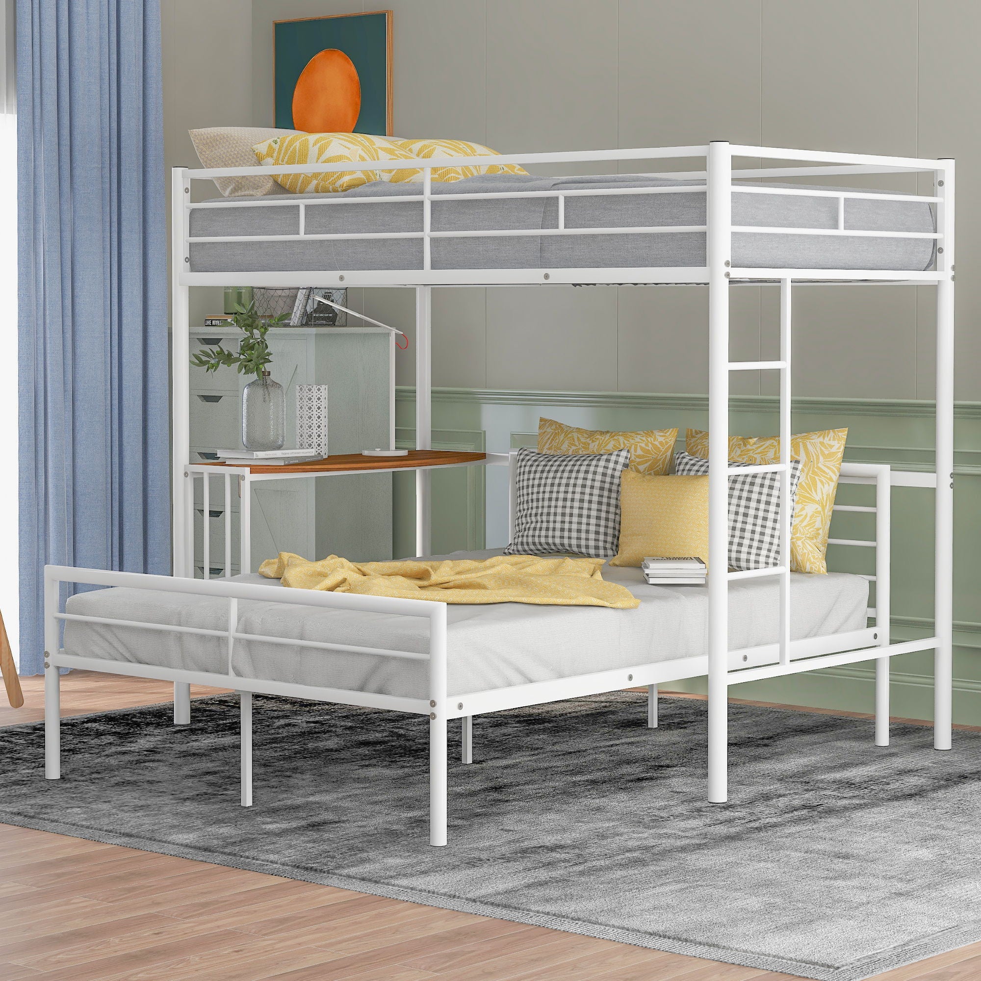 Bunk Bed With Desk, Ladder And Quality Slats For Bedroom - Image 3