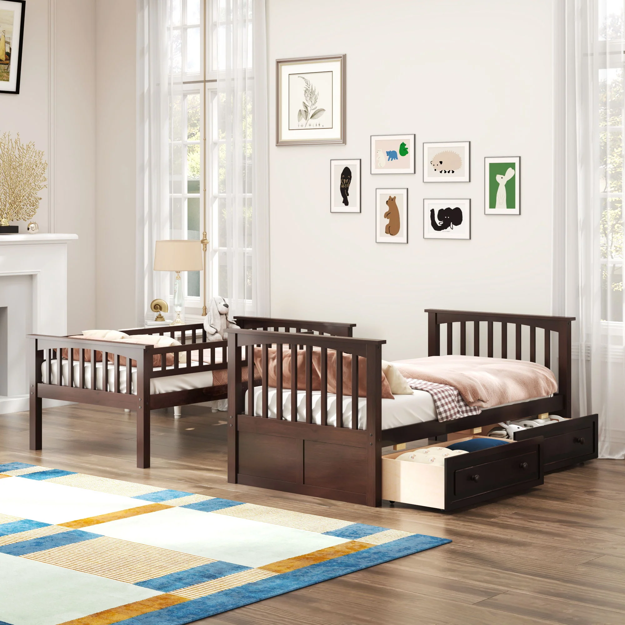 Bunk Bed With Drawers, Convertible Design - Image 8