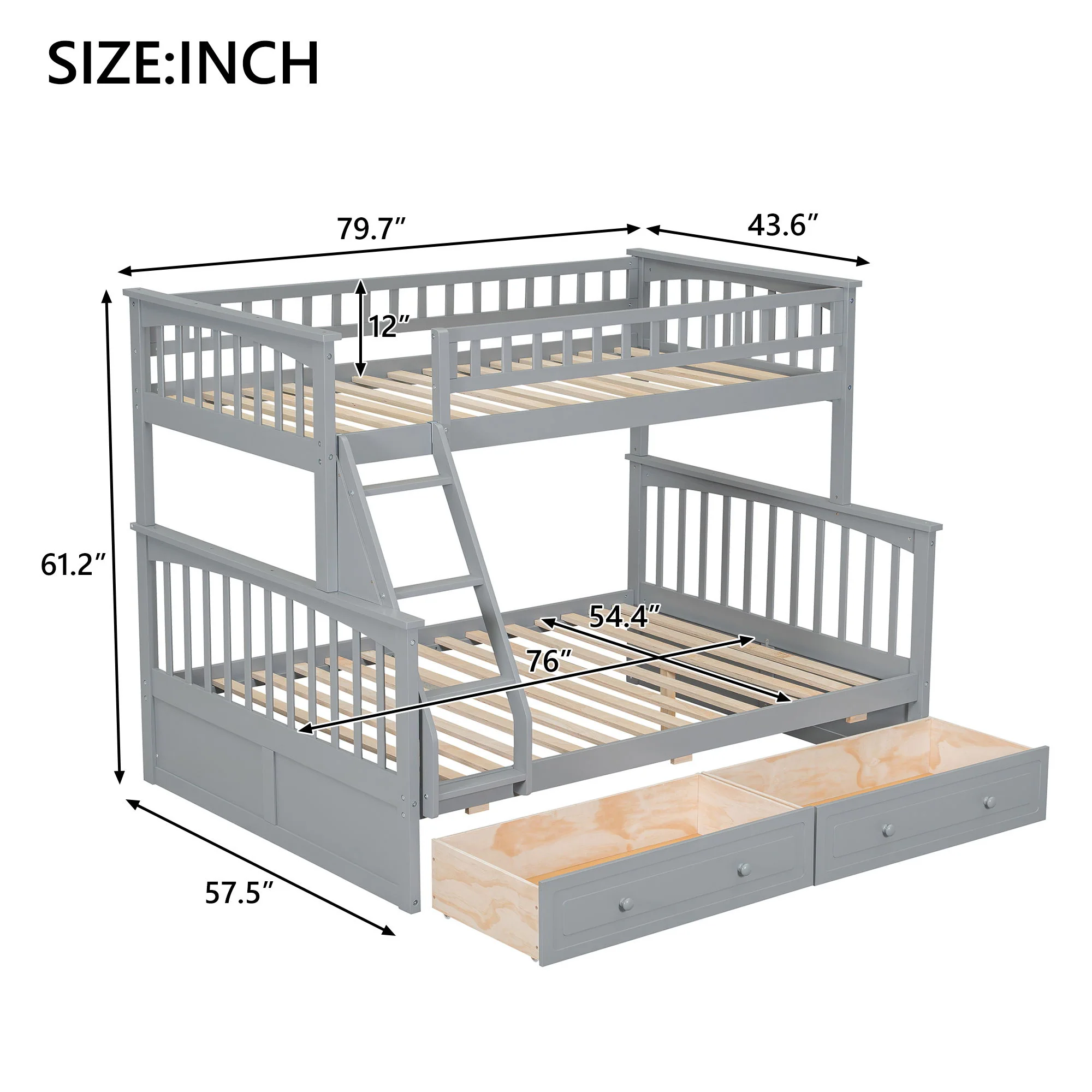 Bunk Bed With Drawers, Convertible Storage Bed - Image 20