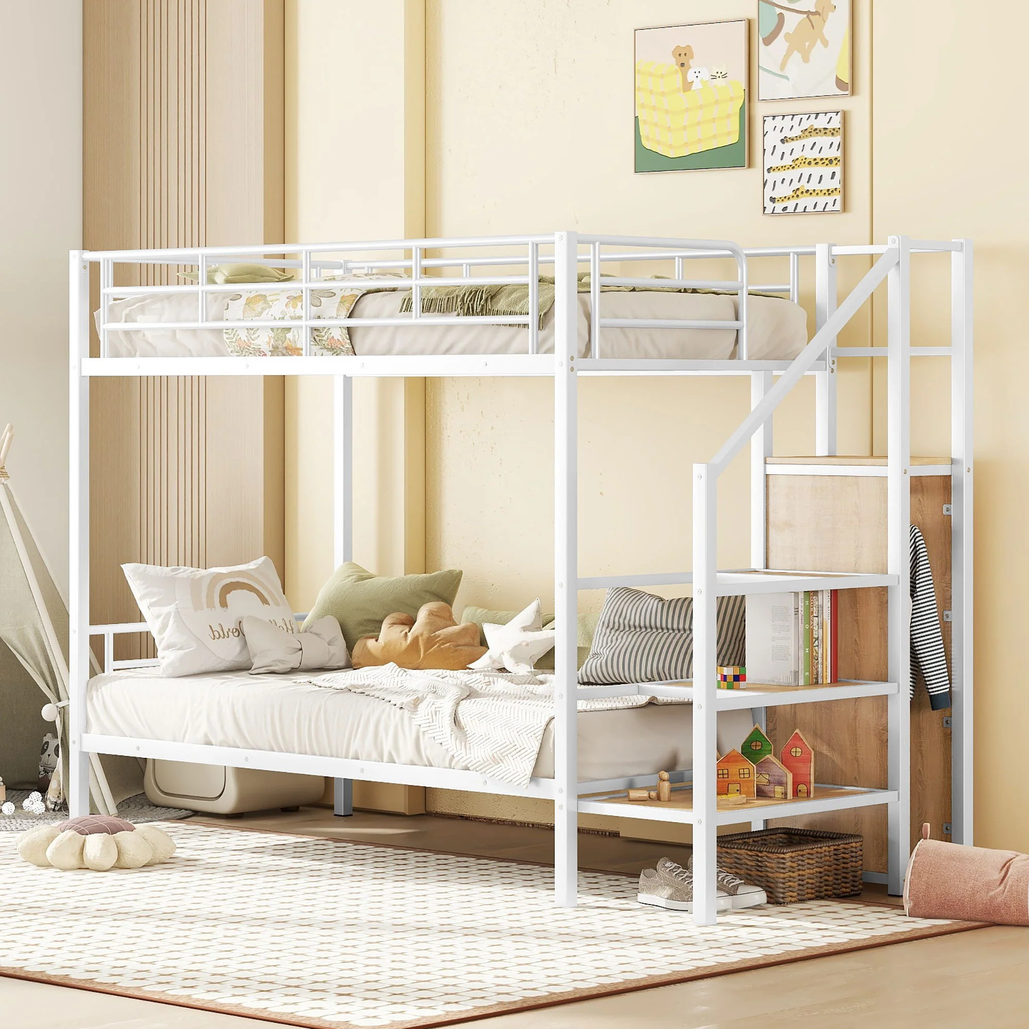 Bunk Bed With Lateral Storage Ladder And Wardrobe - Image 2