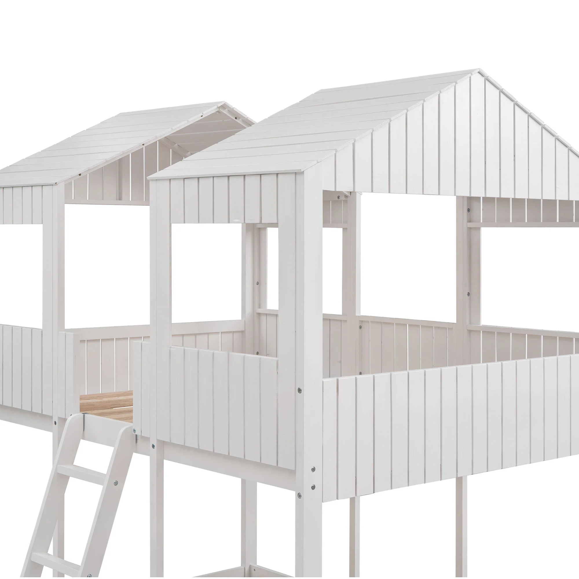 Bunk Bed With Roof, Window, Guardrail, Ladder - Image 14
