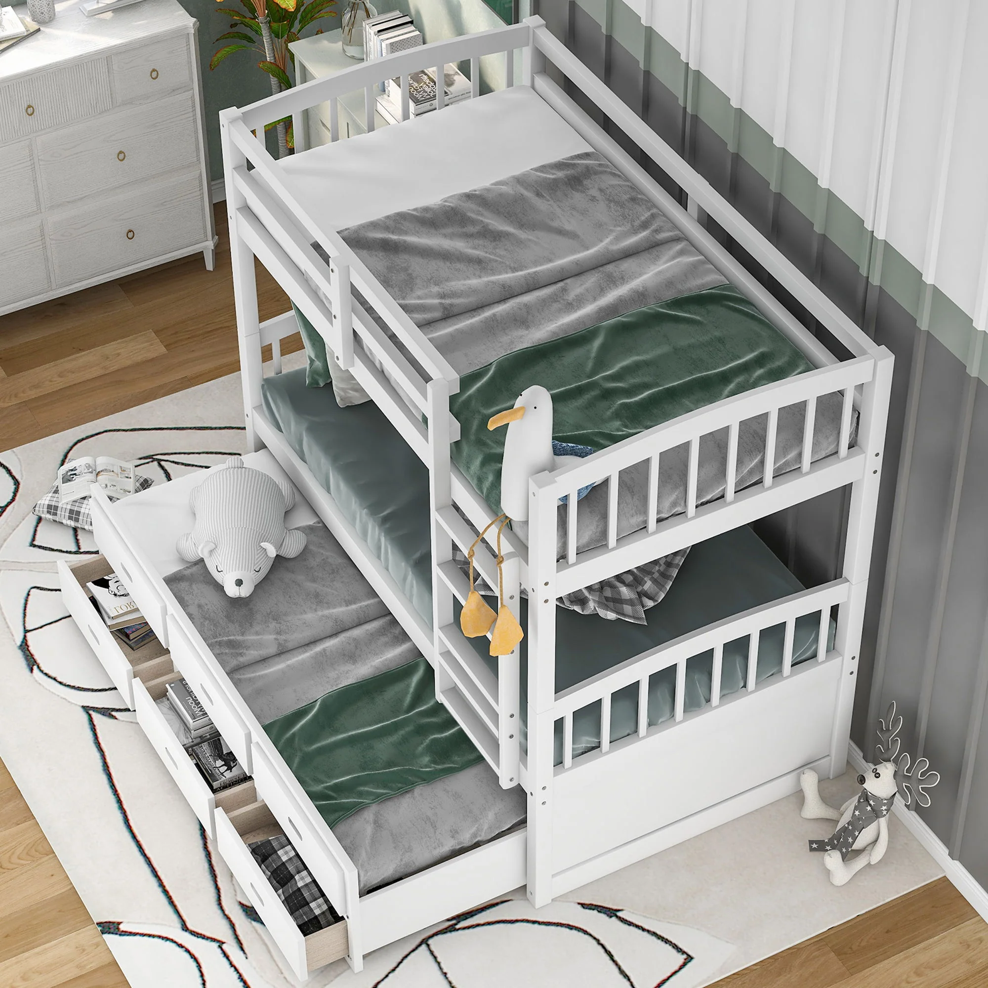 Bunk Bed With Trundle And Drawers, Arched Headboard And Footboard - Image 3