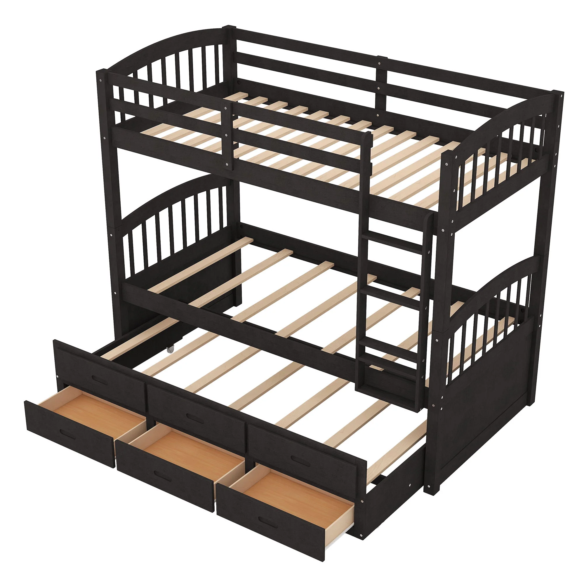 Bunk Bed With Trundle And Drawers, Arched Headboard And Footboard - Image 7