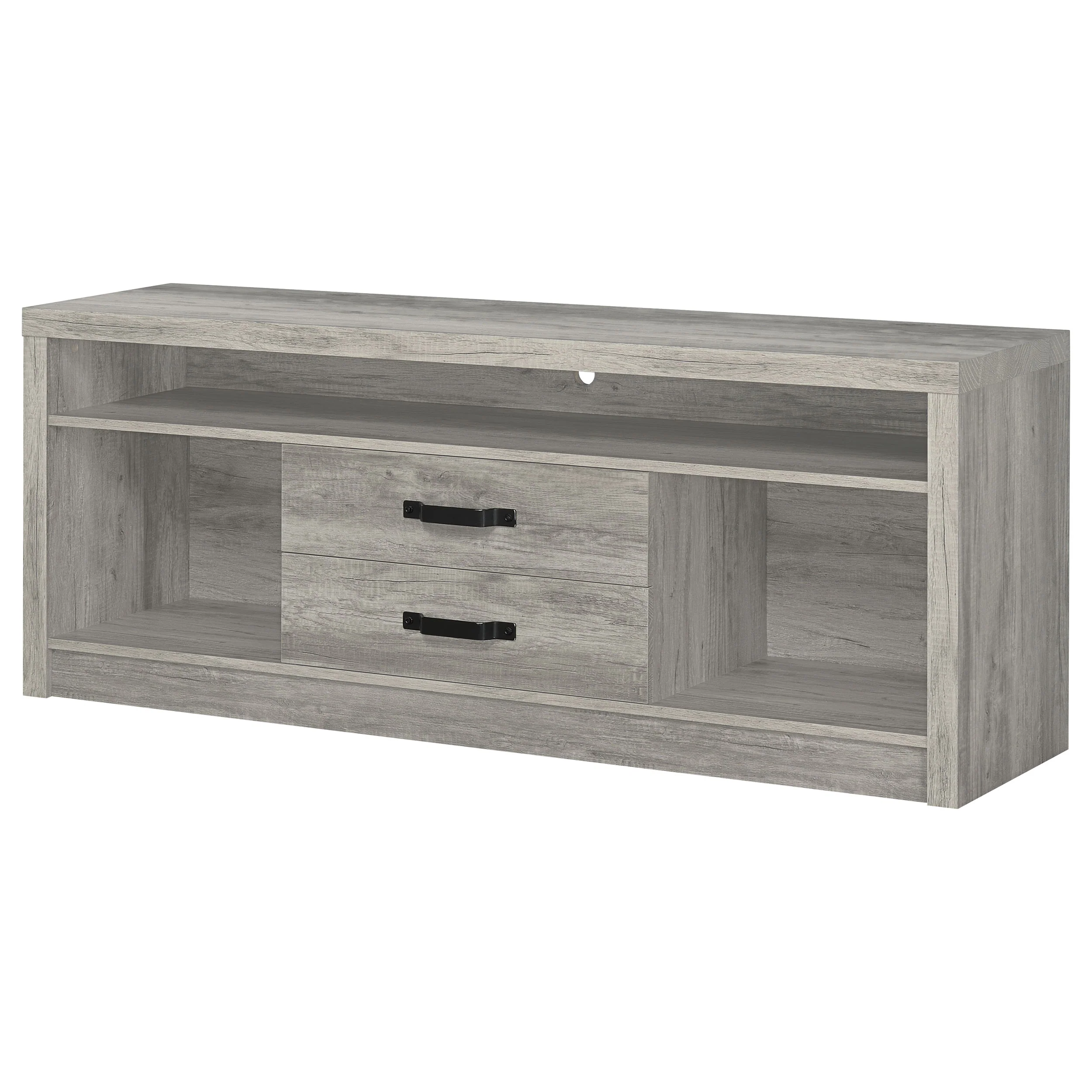Burke 2-Drawer Grey Driftwood TV Stand - 59 Inch - Image 4