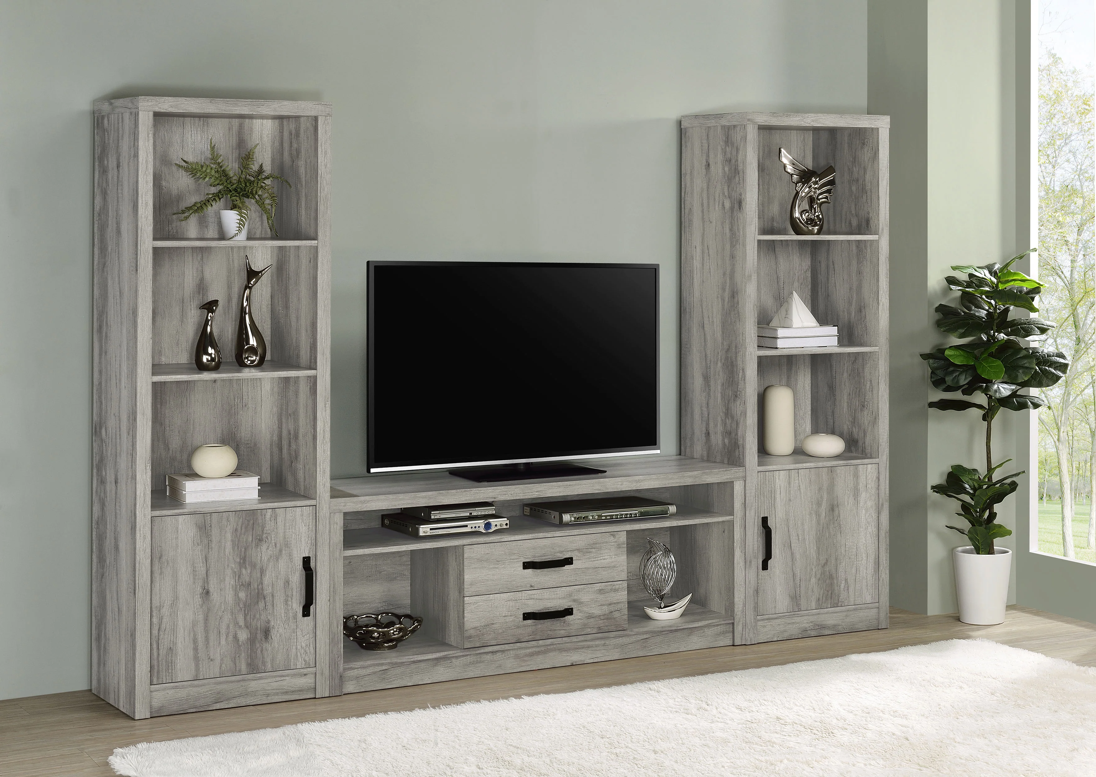 Burke 4-Shelf Media Tower in Grey Driftwood - Image 12