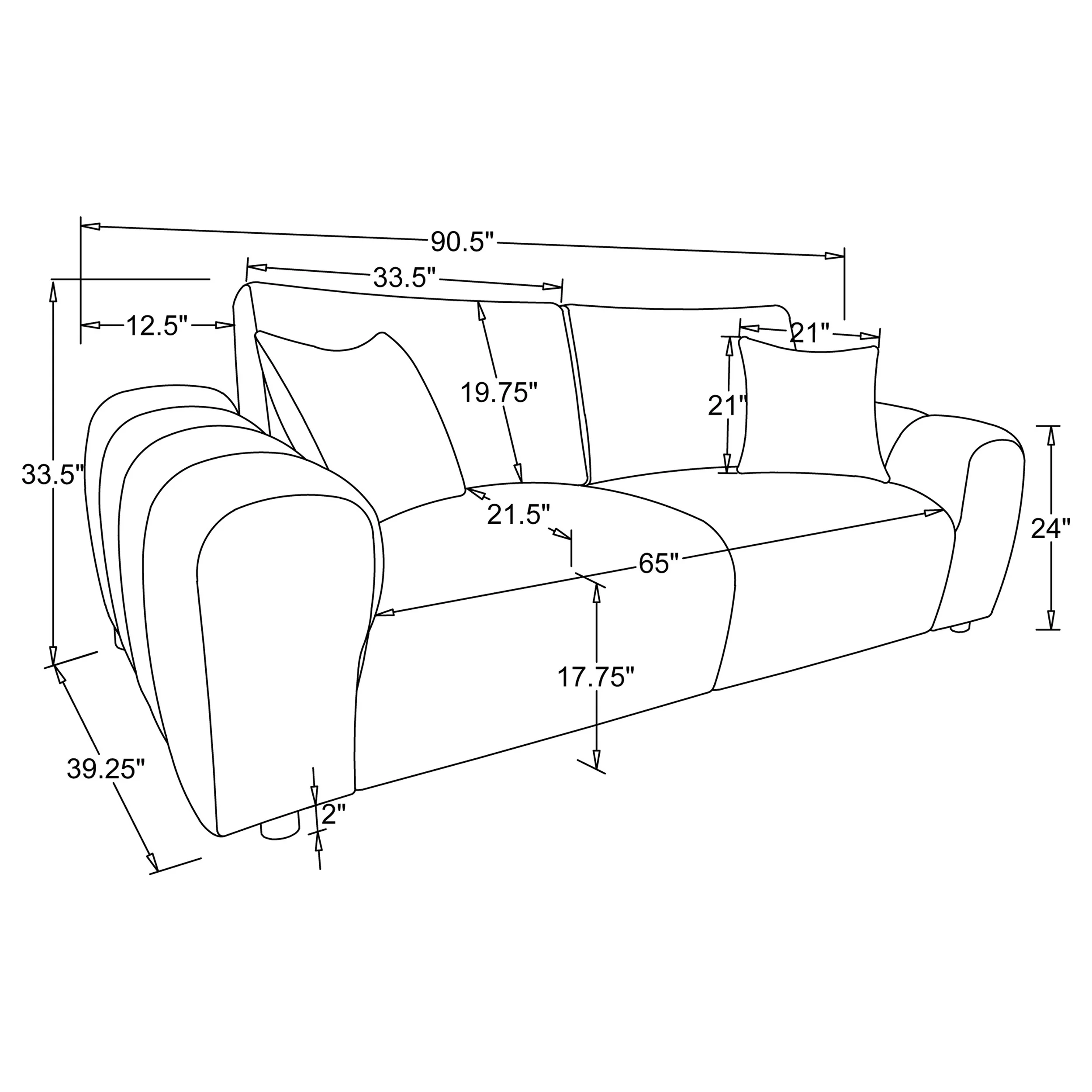 Burnett Chenille Upholstered Wide Arm Sofa Ivory - Image 6