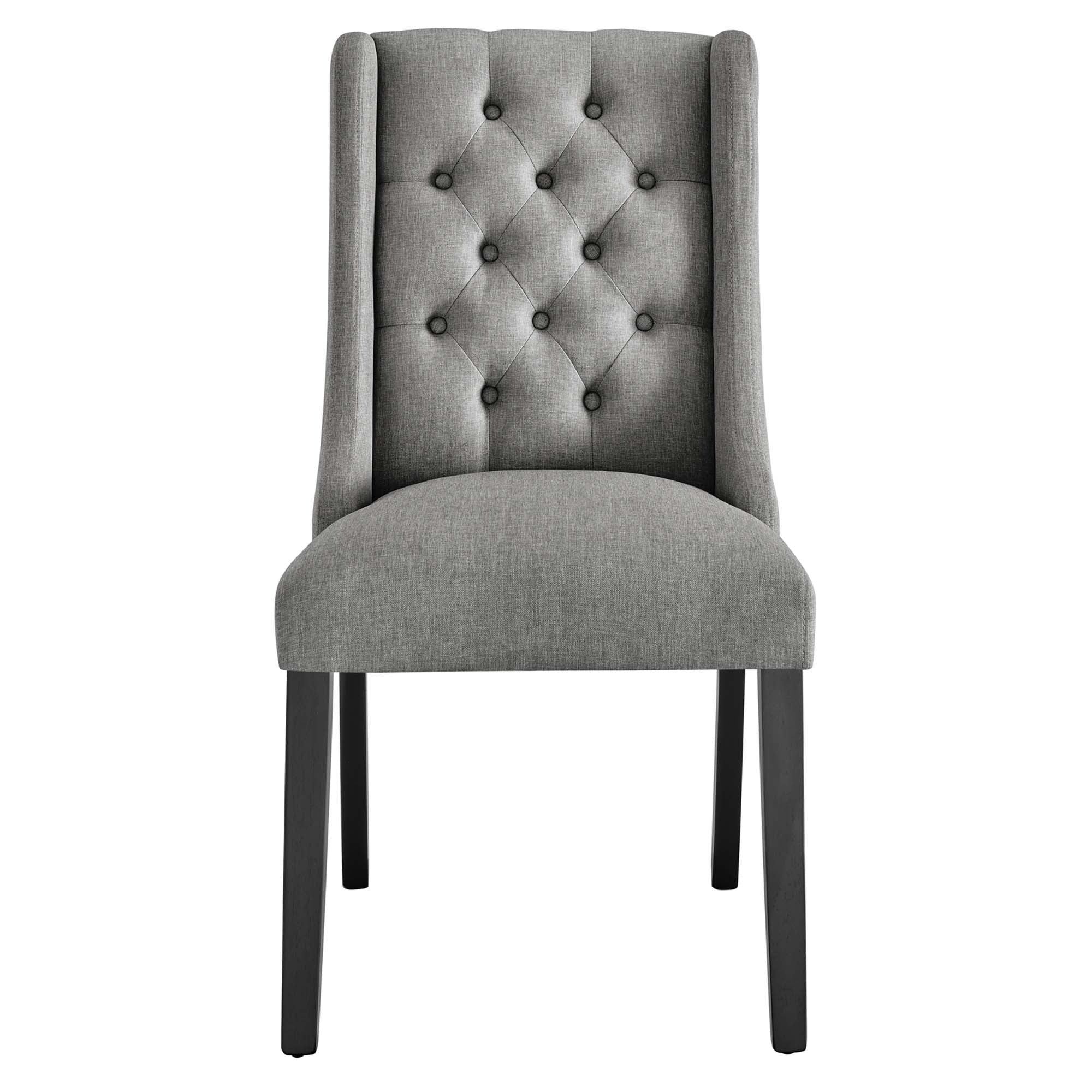 Button Tufted Fabric Dining Side Chair with Wood Legs - Image 9