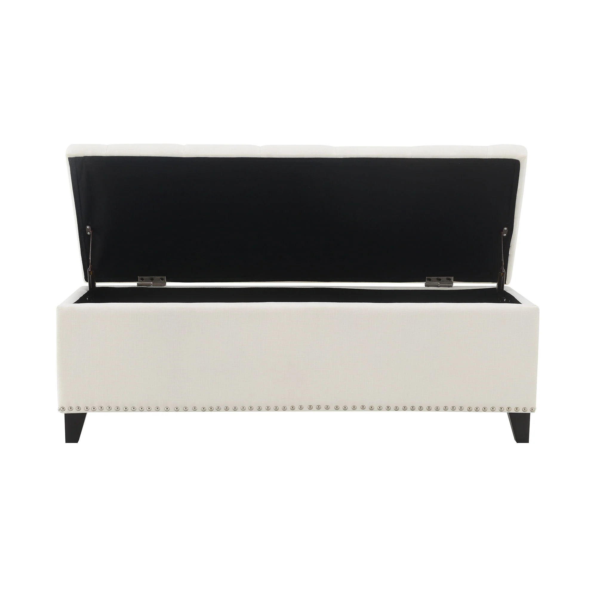 Button-Tufted Storage Ottoman With Safety Close Hinge - Image 3