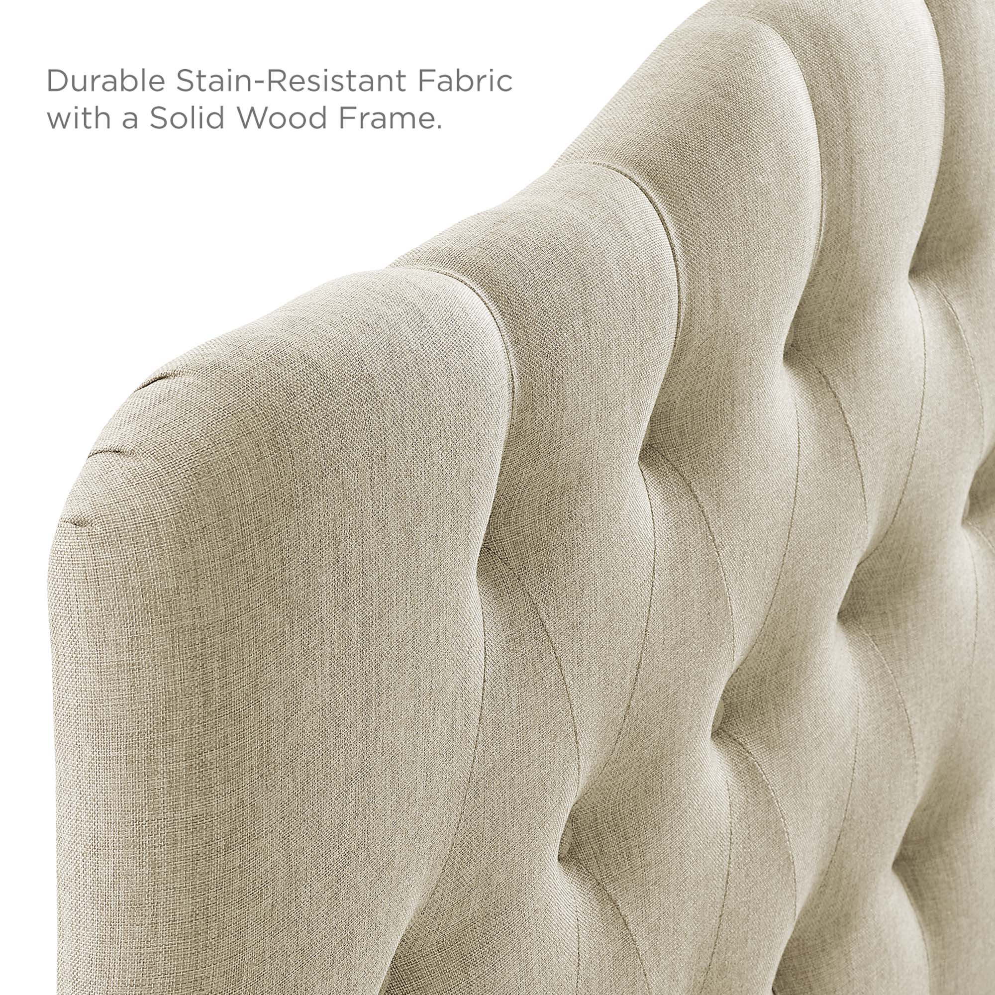 Button Tufted Upholstered Fabric Headboard - Image 17