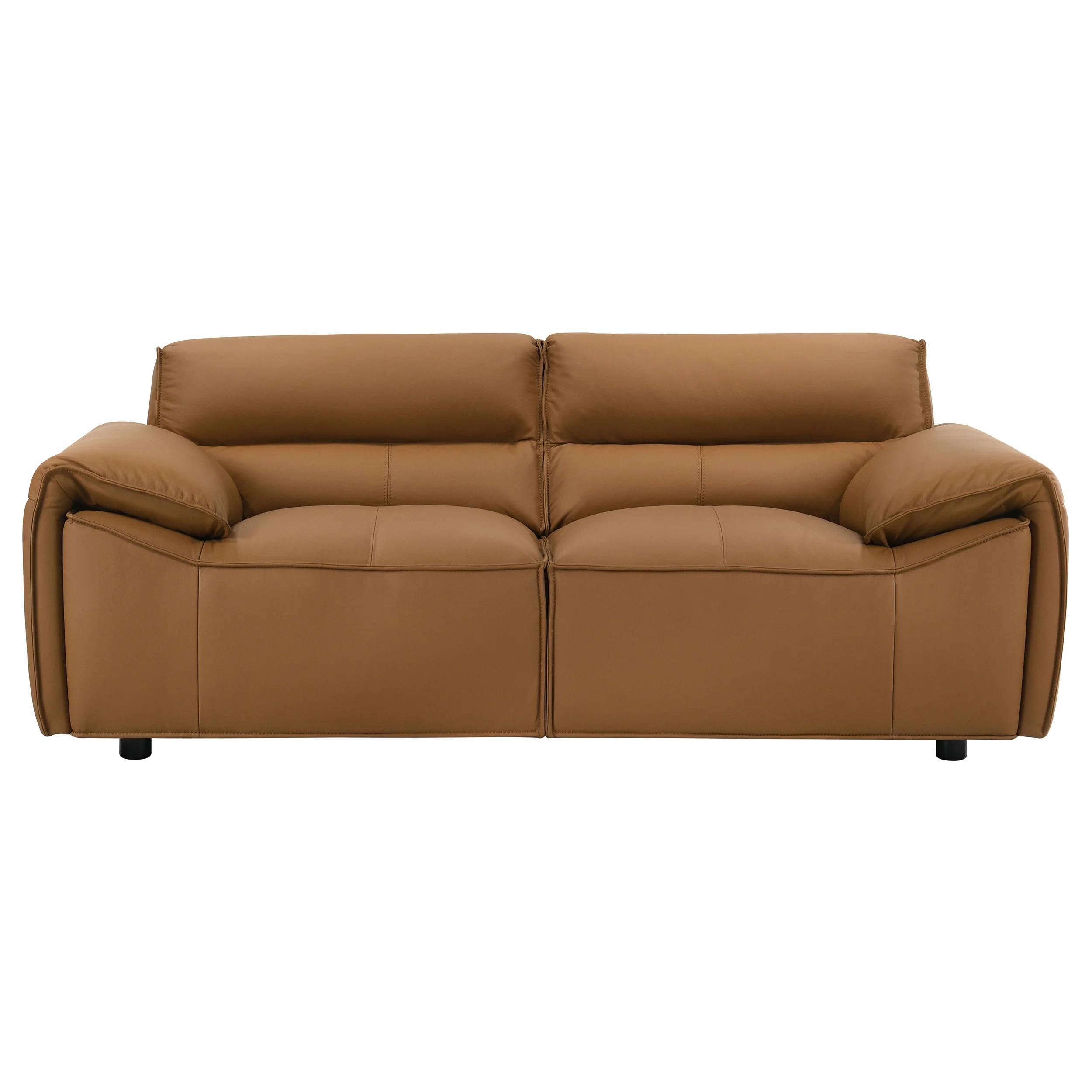 Buxton Top Grain Leather Loveseat in Orange - Image 2