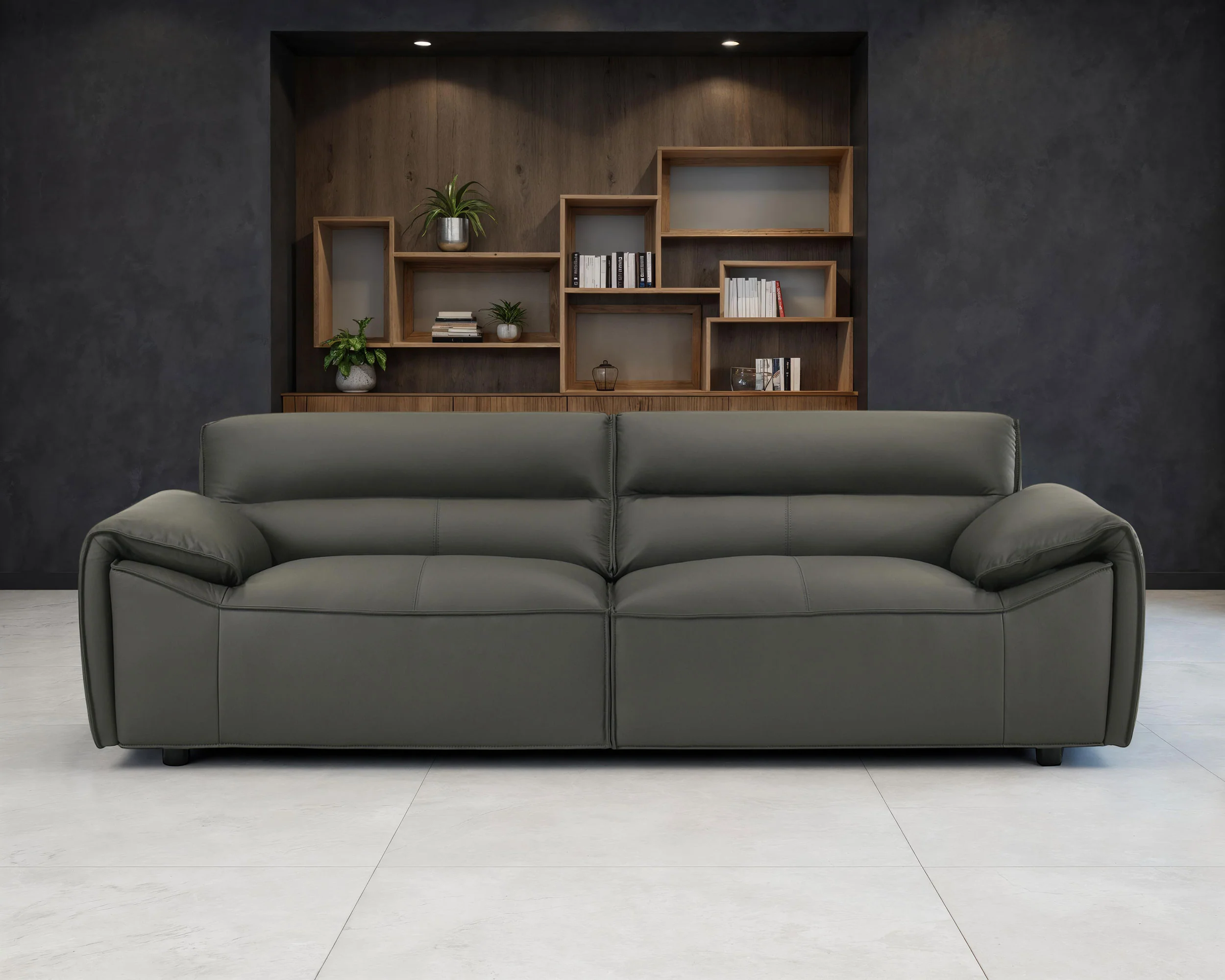 Buxton Top Grain Leather Sofa in Graphite - Image 5