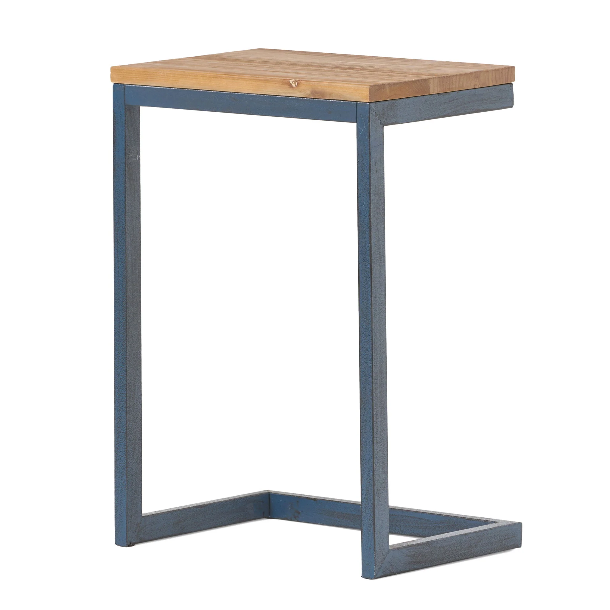 C Shaped End Table With Iron Base And Fir Wood To - Image 13